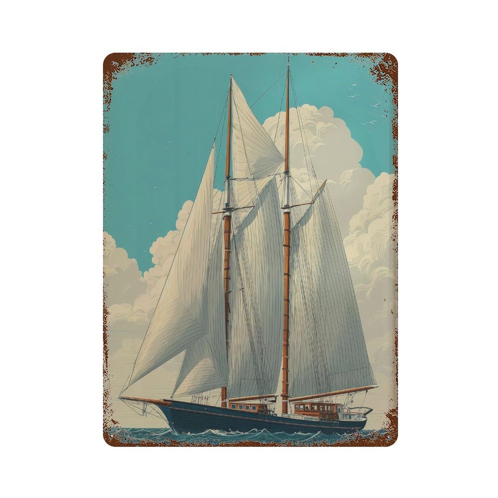 xiaoxiaoshen Sailboat. Nautical Wall Decor Art Metal Tin Poster Modern Home Decor Art Home Bar Shop Decorations Vintage Sign 40x30cm