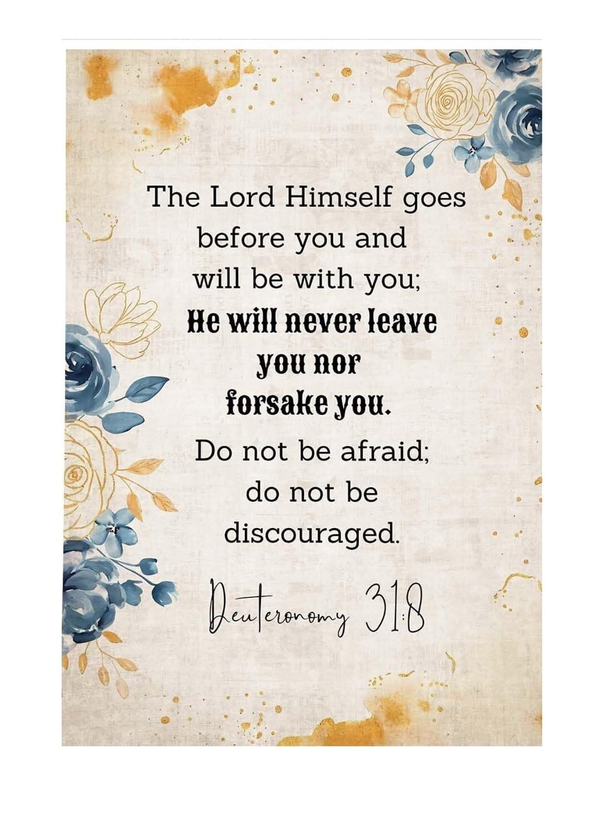 MQXFCZUX The Lord Goes Before You Canvas, Floral & Scripture Vertical Wall-Art, Rustic Christian Decor for Entryway, Bedroom, Kitchen, Prayer Corner Unframed,12x18inch(30x45cm)