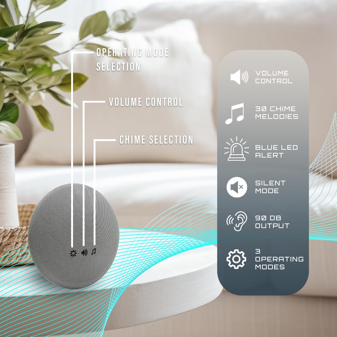 Uni-Com Extra Loud Wireless Door Chime, Portable Doorbell, 98dB Output, Extensive 200m Operating Range, 30 Different Chimes - Image 3
