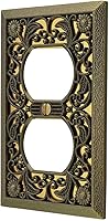 Amerelle 65DAB Filigree Antique Brass Duplex Wall Plate - Transitional Cast Metal Outlet Cover
