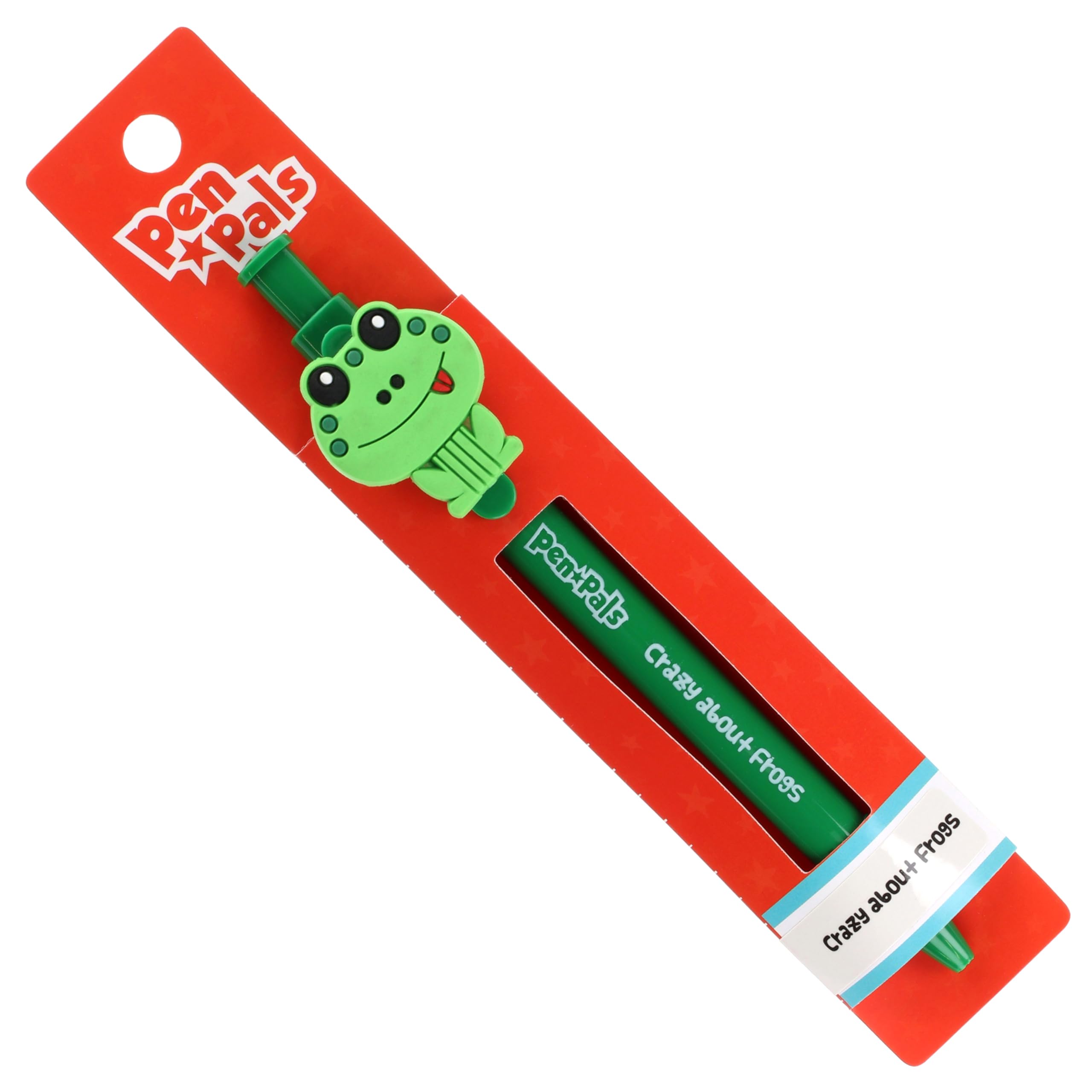 Stands Out, Supplying Outstanding Gifts Crazy About Frogs Kids Personalised Dark Green Retractable Pen With a Fun Frog Character With Blue Ink