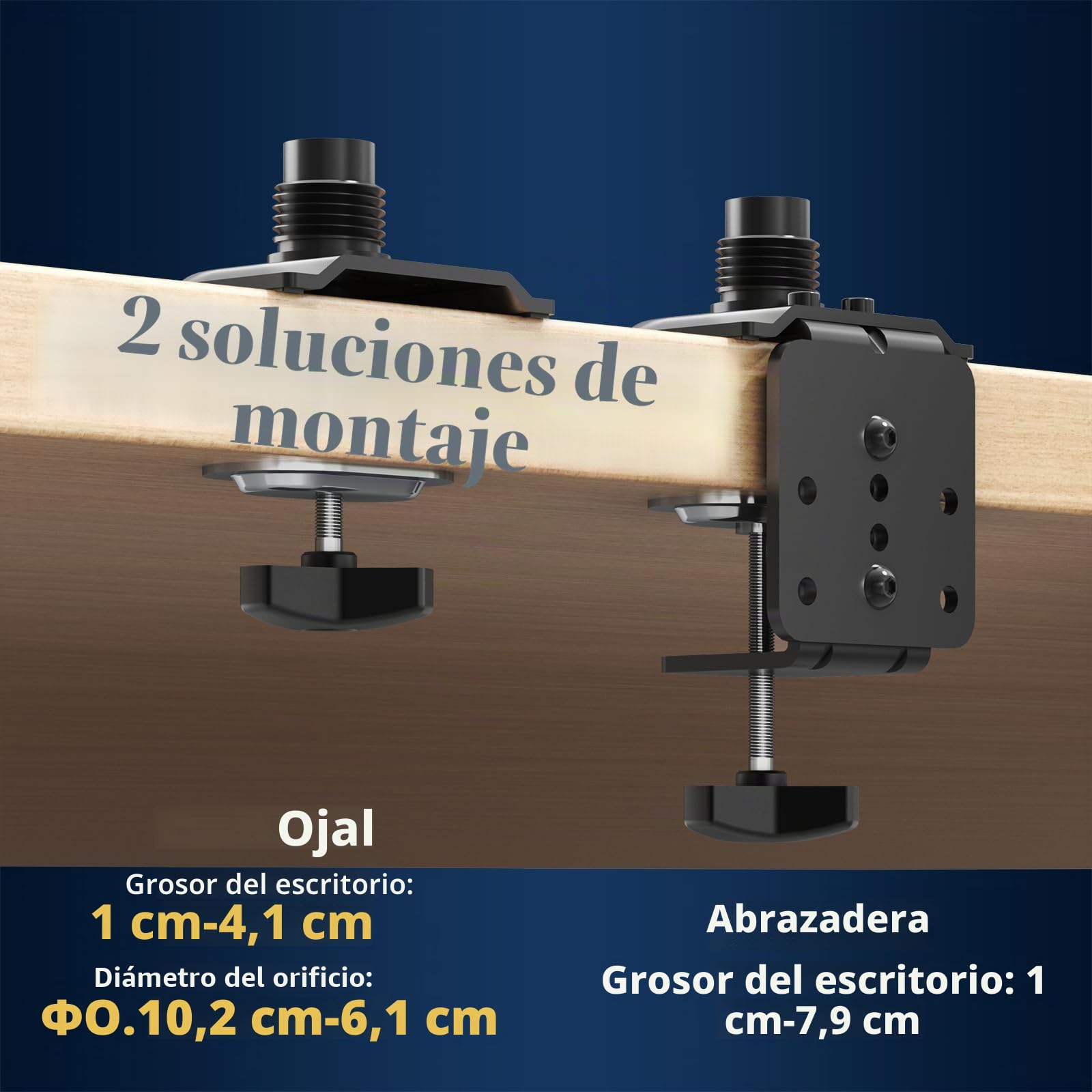 Soporte para Monitor de 1 Monitor 17-49 Pulgadas - Soporte Vertical Ajustable en Altura con 20 kg, inclinable Giratorio rotable, VESA 75/100 mm, Negro