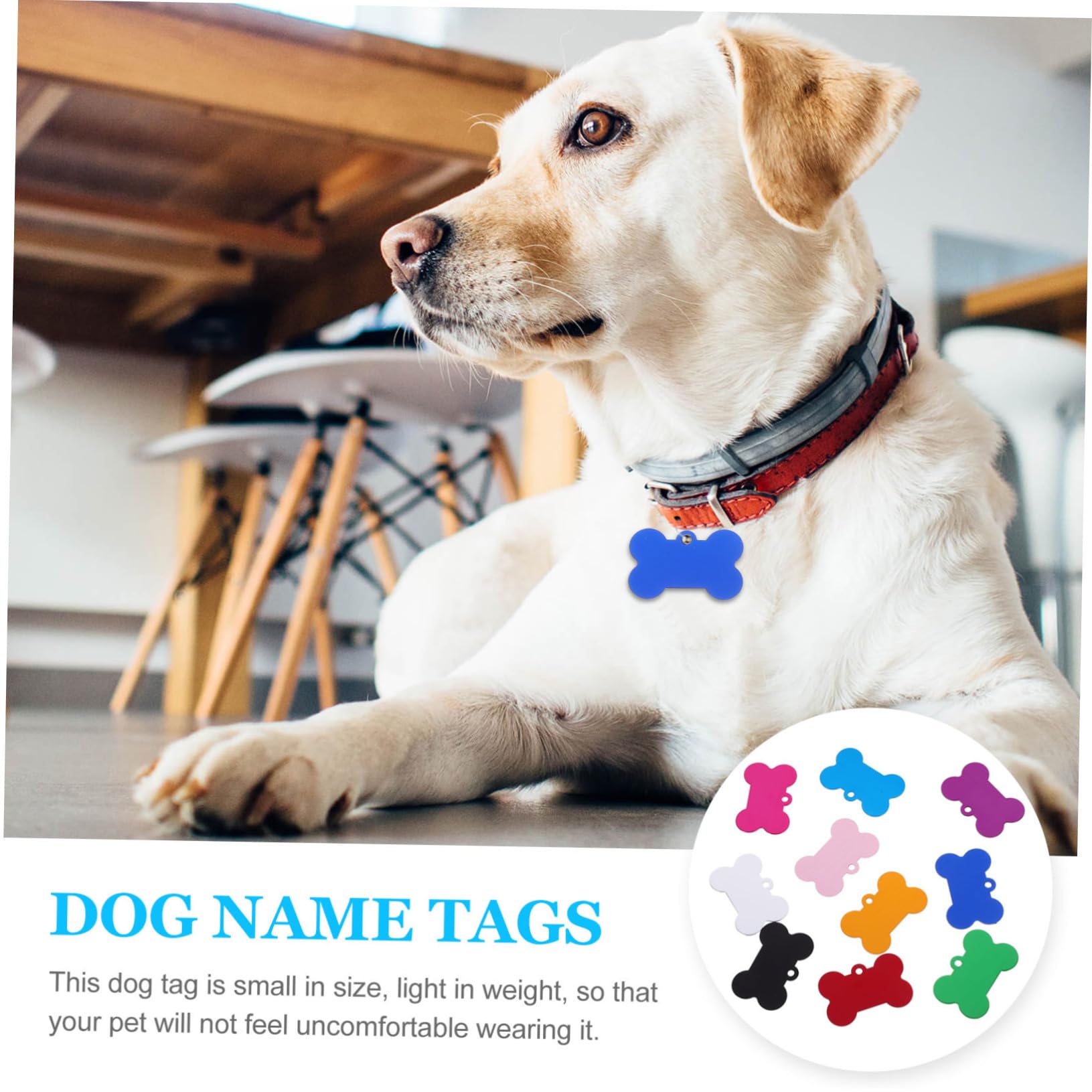 Angoily 50pezzi Targhette per Cani in Lega di Alluminio Forma di Osso Pendants per Animali Domestici Targhette Identificative Vuote per Incisione Adatte per Cani Gatti e Colore Casuale