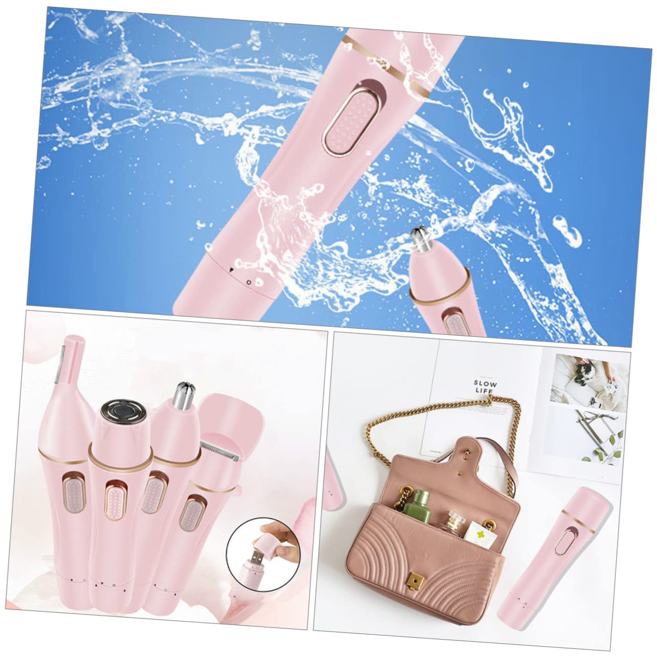 Ipetboom 2sets Rasoio Per Depilatore Portatile Usb Ricaricabile Strumento Per La Rimozione Dei e Facile Usare Rosa