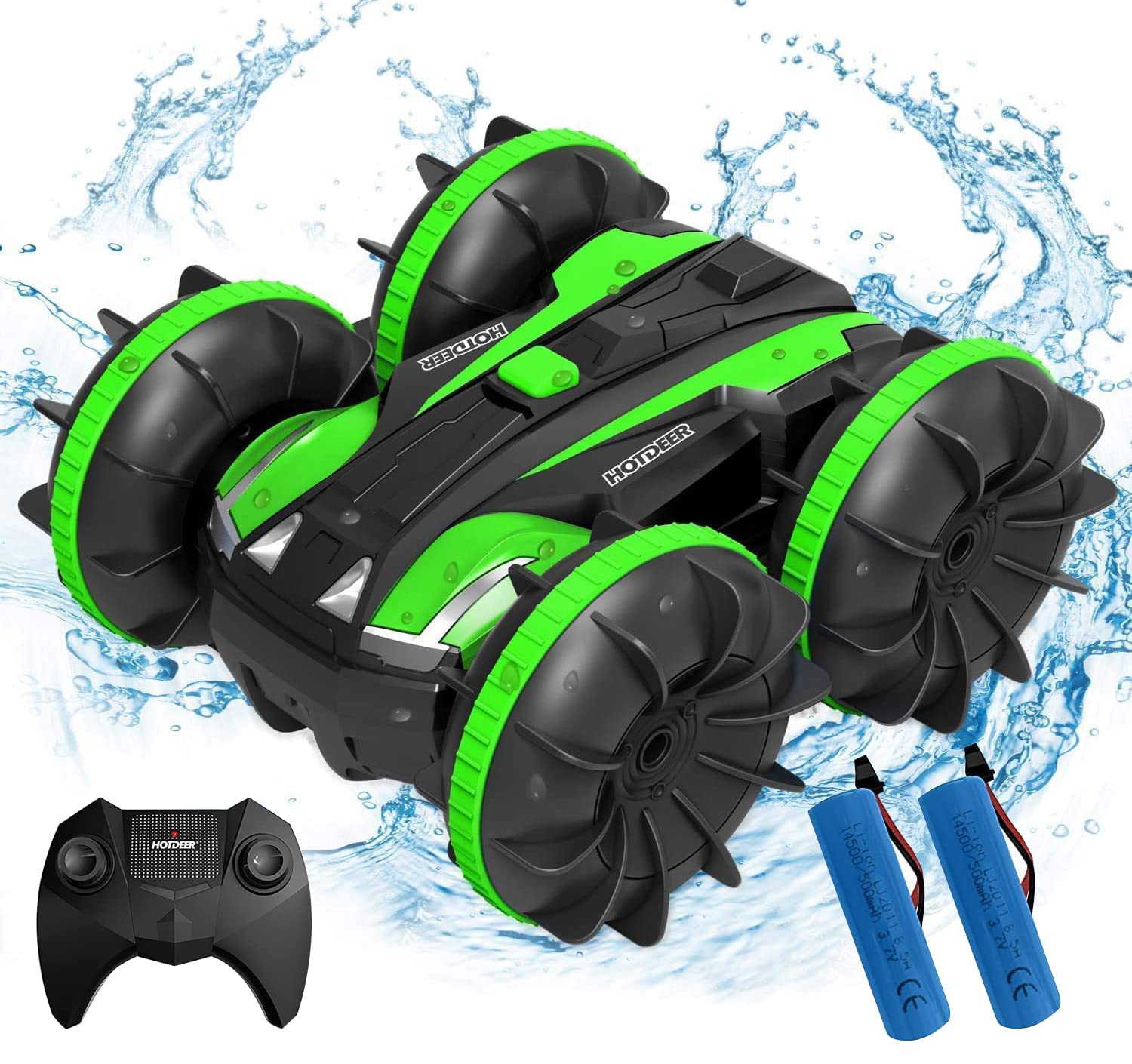 Beauenty Remote Control Car - Outdoor 2.4GHz Water & Land 2 IN 1 4WD Remote Control 360° Rotate RC Cars Amphibious Drift Car Waterproof Stunt Car Toys for 4-12 Year Old Girl Boy Gift (Green)