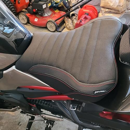 Miniatura 2 de Midimttop Asiento delantero de cuero suave Touring Waterpfroof para el conductor, cojín para asiento trasero del pasajero, asiento trasero para