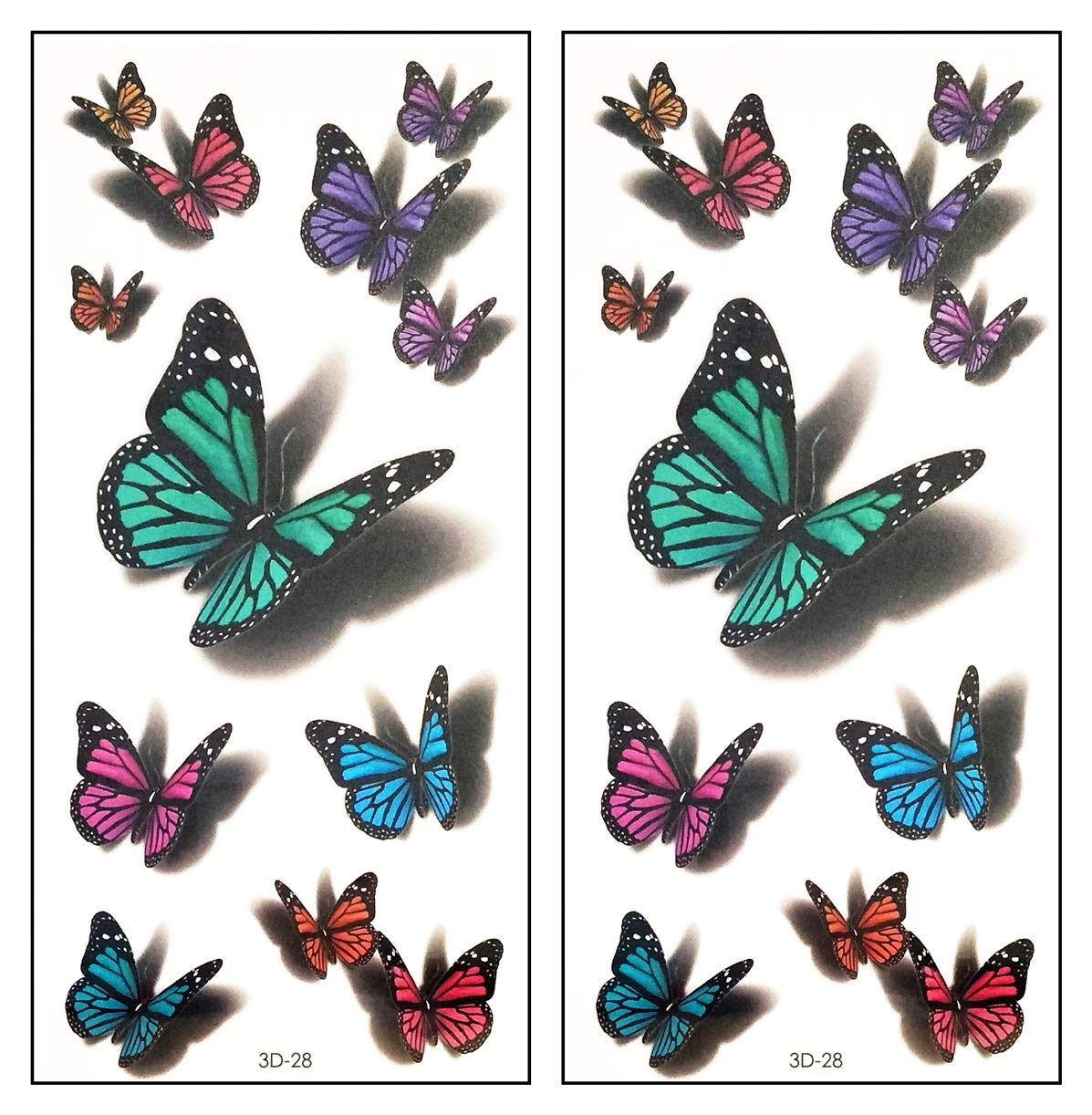 Tattoos 2 Sheets Butterflies Butterfly Garden Insect Flowers Cartoon Stickers Waterproof Temporary Tattoos Festival Flash Fake Tattoo Sexy Body Art Men Women for Arms Legs Shoulder or Back (13)