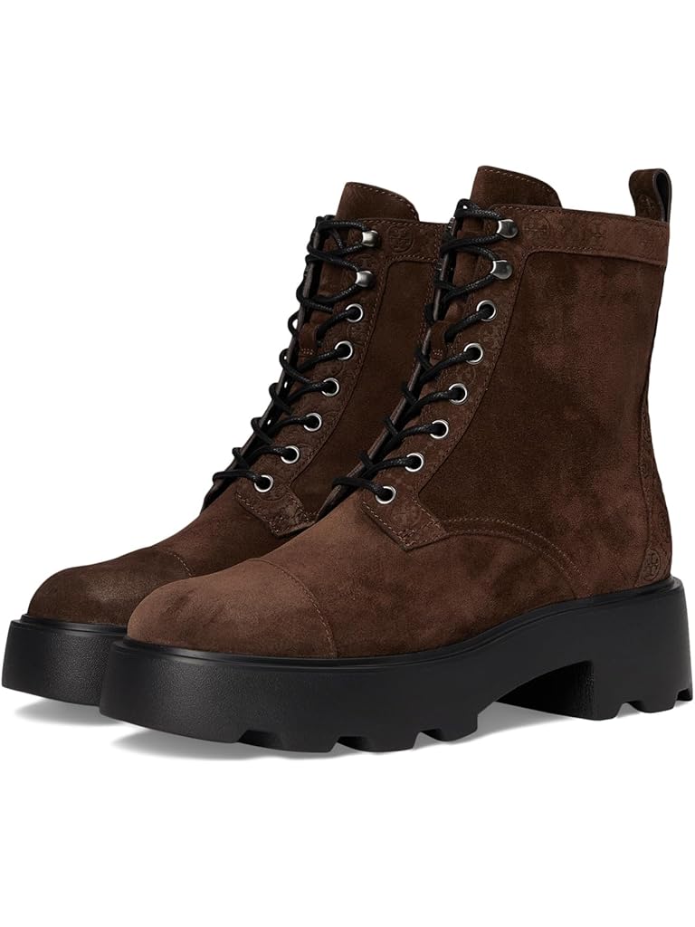 Brown Tory Burch Monogram Lug Ankle Boot 65mm