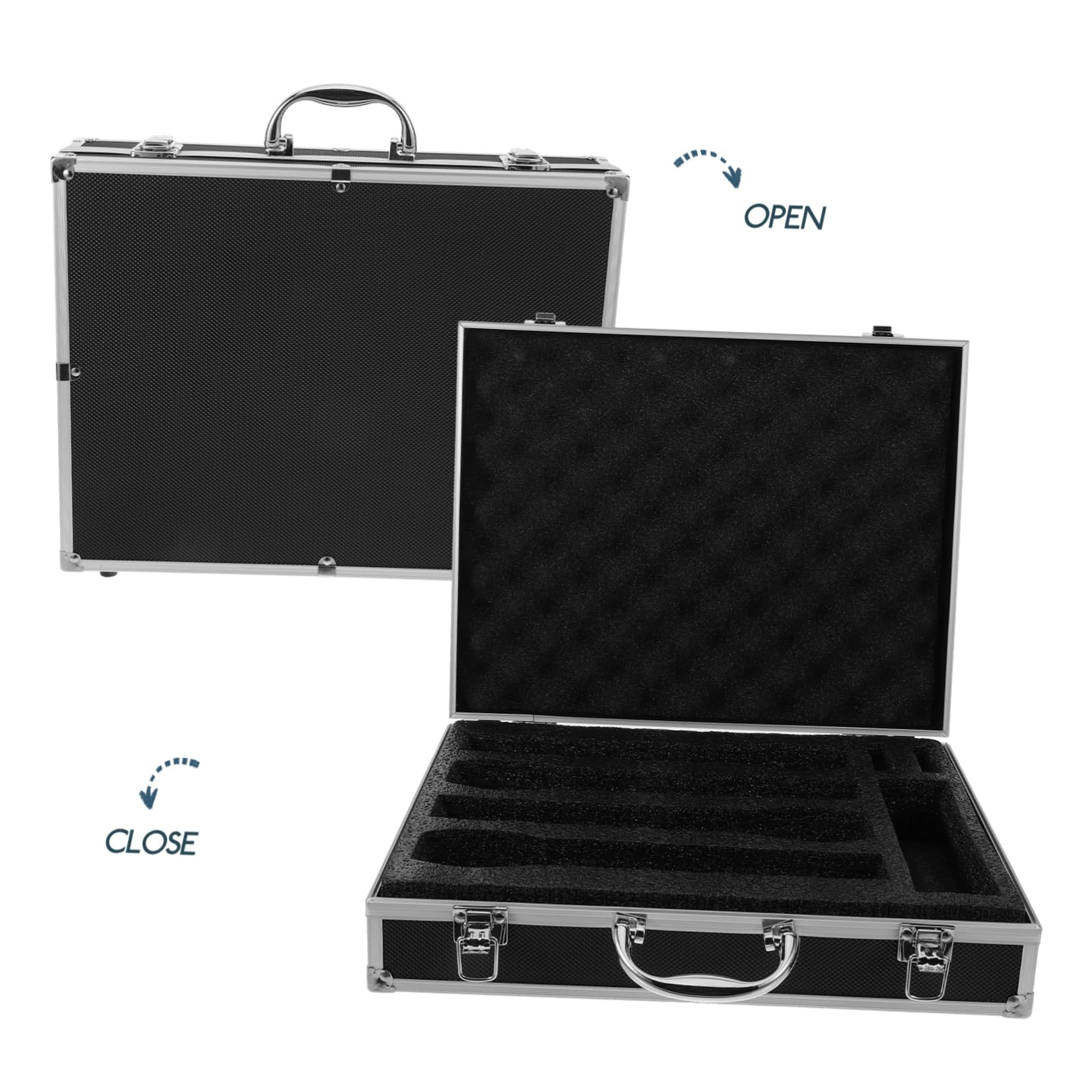 Mikinona Custodia Schiuma in Lega con Alluminio Manico e Rigida Microfono Valigetta Metallo Portatile 4 Microfoni Cordless Sicuri per Viaggi e Trasporti