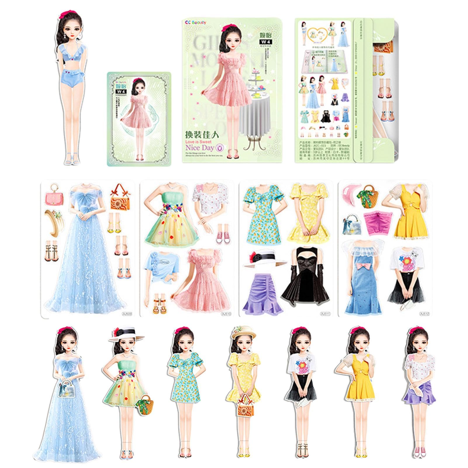 Muñecas De Vestir Magnéticas - Juego De Vestir, Muñecas De Papel De Princesa | Traje De Juego De Simulación con Recortes, Rompecabezas, Muñecas De Papel Magnéticas, Divertido Juguete Viaje Magnético
