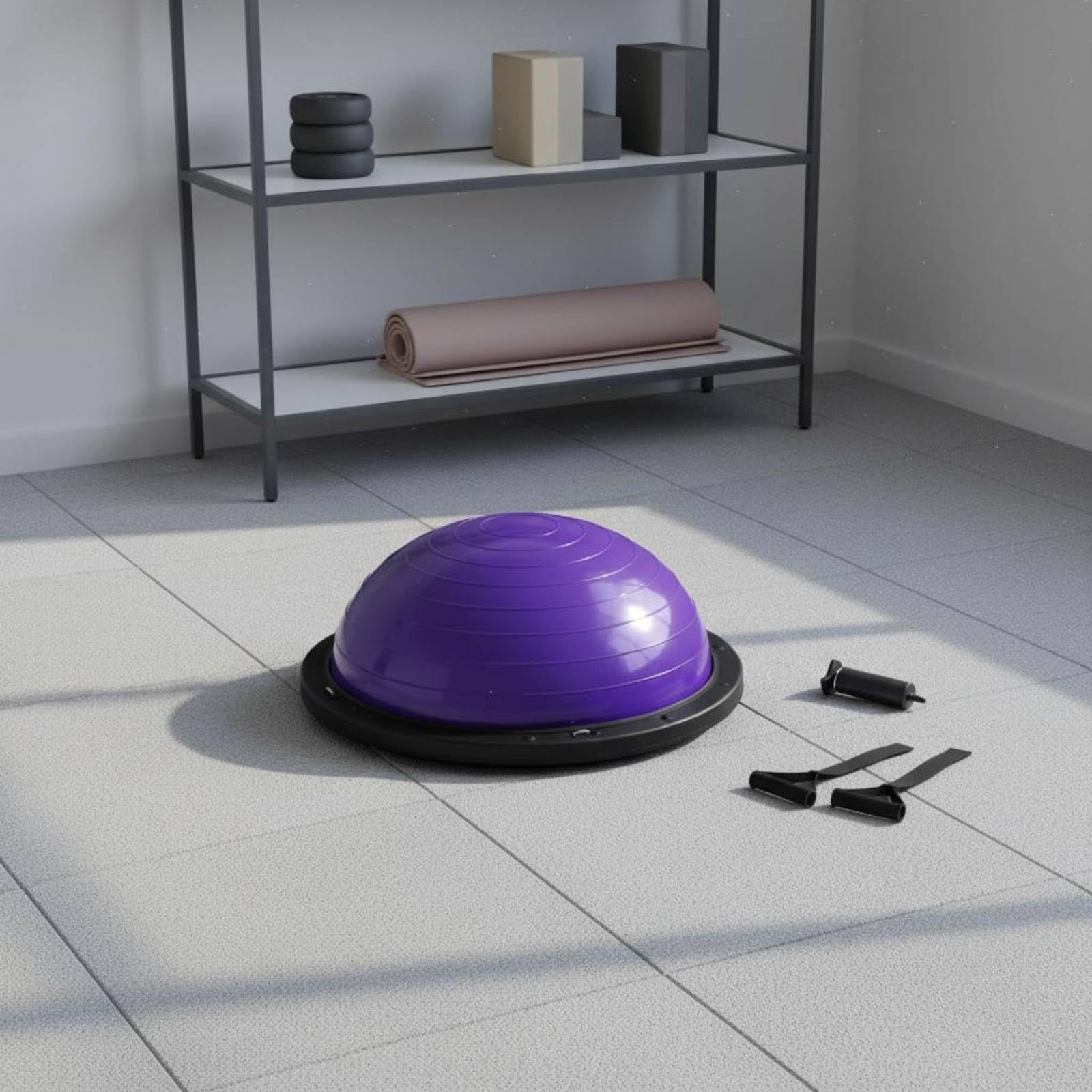 Baoblaze Ball Mezza Sfera Palla Attrezzo Stazione Fitness con Cupola Resistente E Struttura Antiscivolo Elastici Rimovibili per Potenziare Arti Superiori