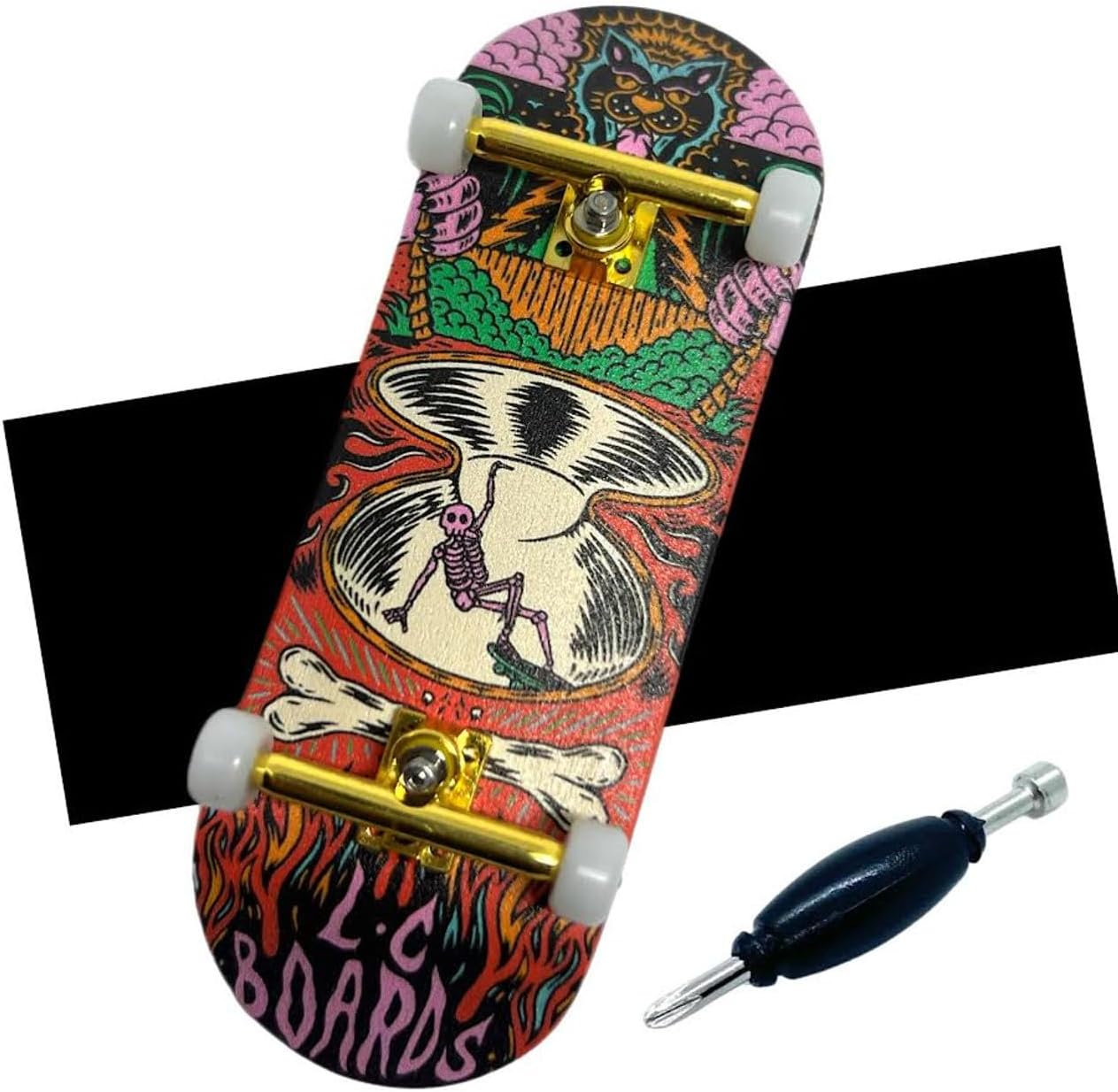 LC Boards Fingerboard 98X34 Complete Bones Graphic with Foam Grip Tape