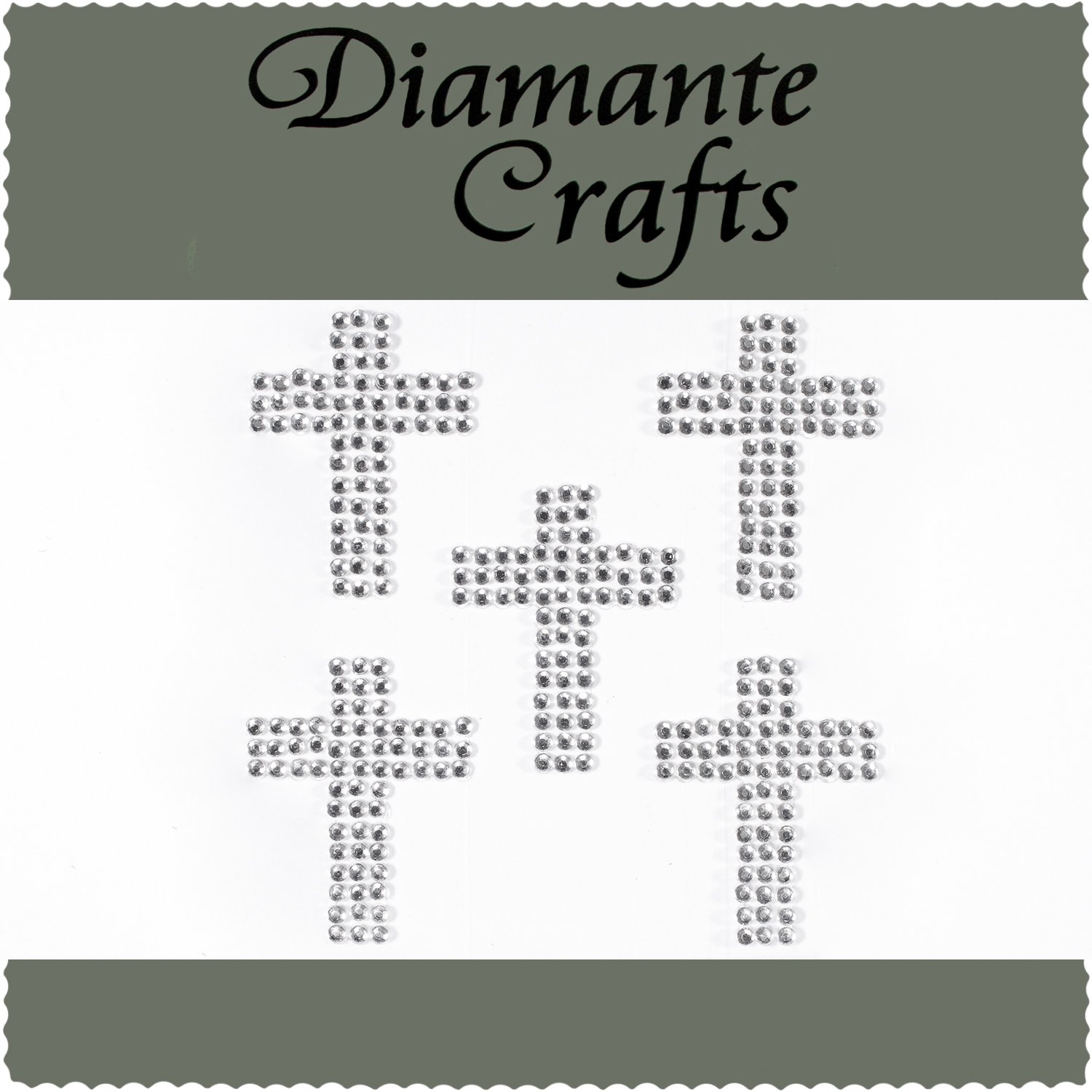Diamante Crafts Clear 5 Crosses Diamante Rhinestone Embellishments Craft Gems - Created Exclusively For