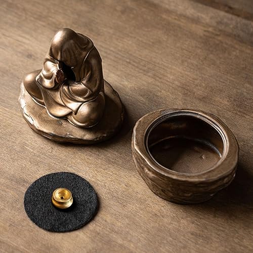 Miniatura 6 de Soporte de incienso de cerámica para cono y bobina, soporte para quemador de incienso, decoración zen con diseño de estatua de Buda, protección