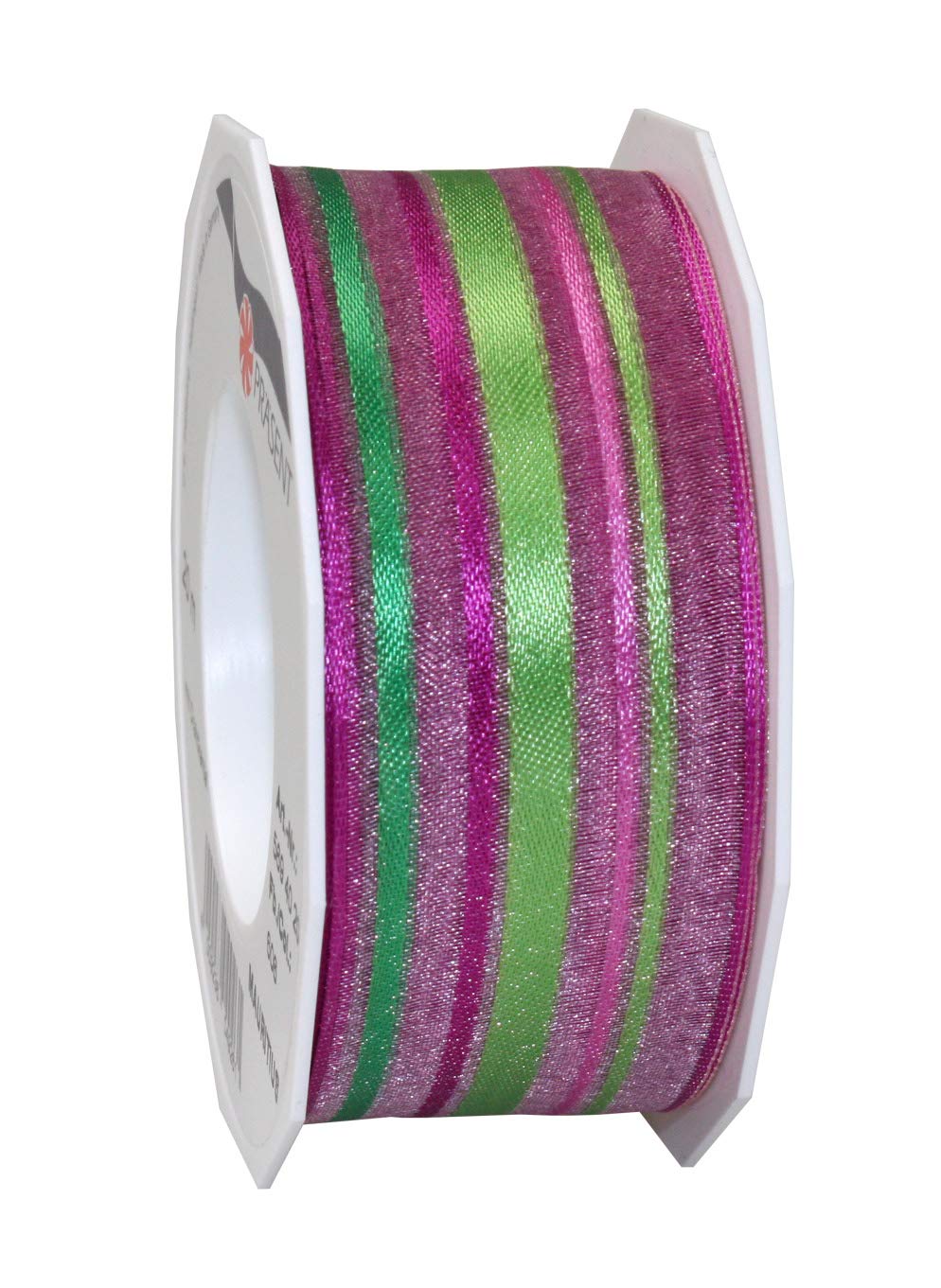Präsent - Mauritius Organza Ribbon Magenta-Green 40 mm Width, 20 m Length, Red-green, 40 mm - 20 m