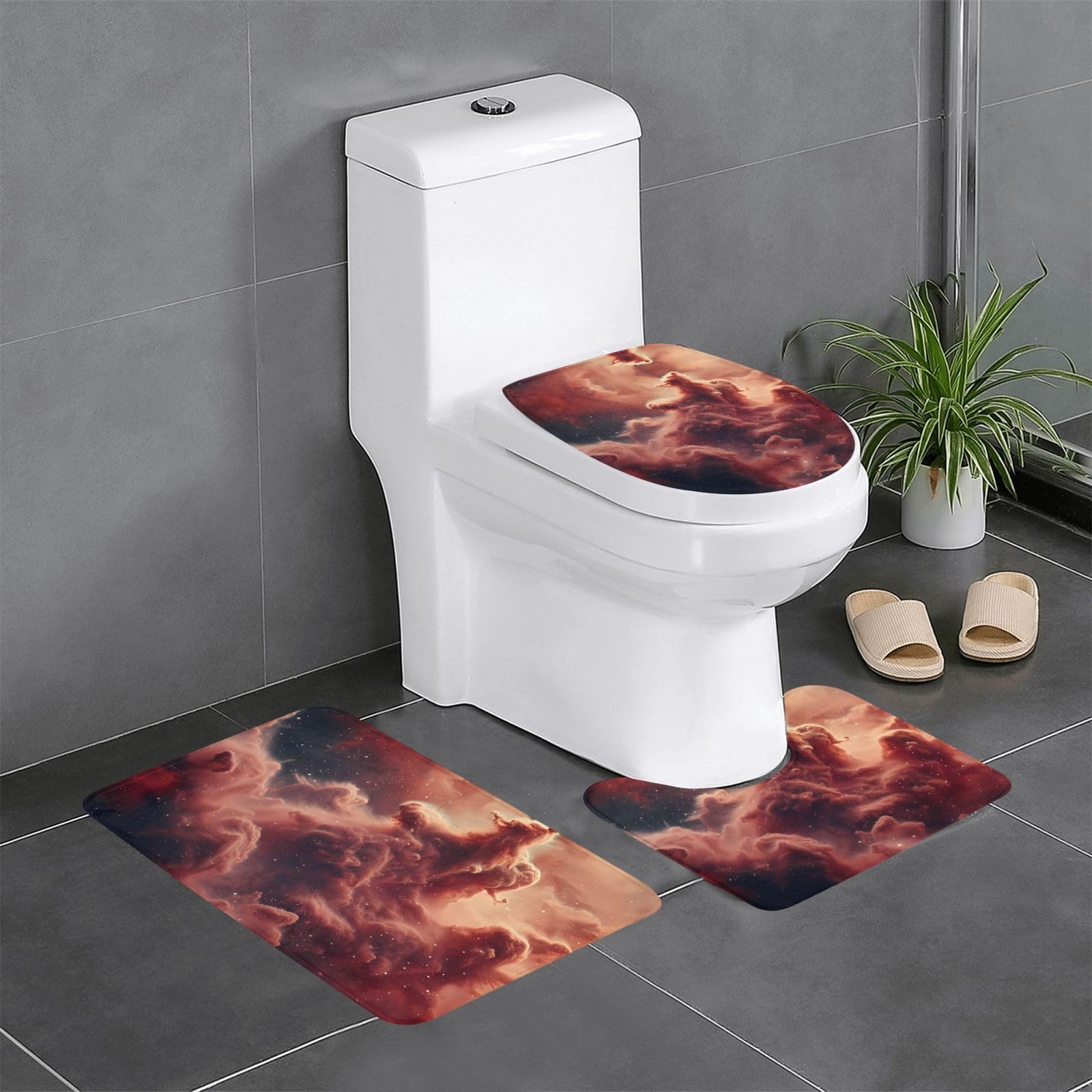 Lot de 3 tapis de salle de bain antidérapants WHJDPP imprimé galaxie chic