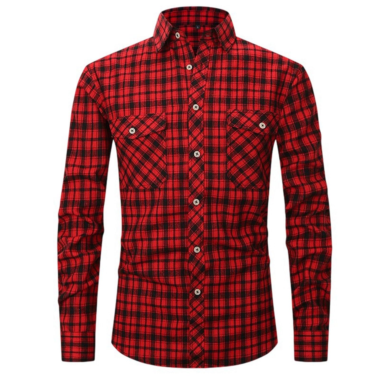 Chemise écossaise hommes slim à manches longues pour le quotidien