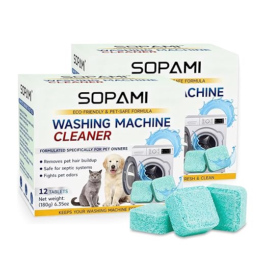 SOPAMI Washing Machine Cleaner Tablets 24-Pack (12 Month Supply) for HE/Top/Front Load Washers - Removes Stubborn Pet Hair, Odors, Mold & Residue, Septic Safe & Fragrance Free