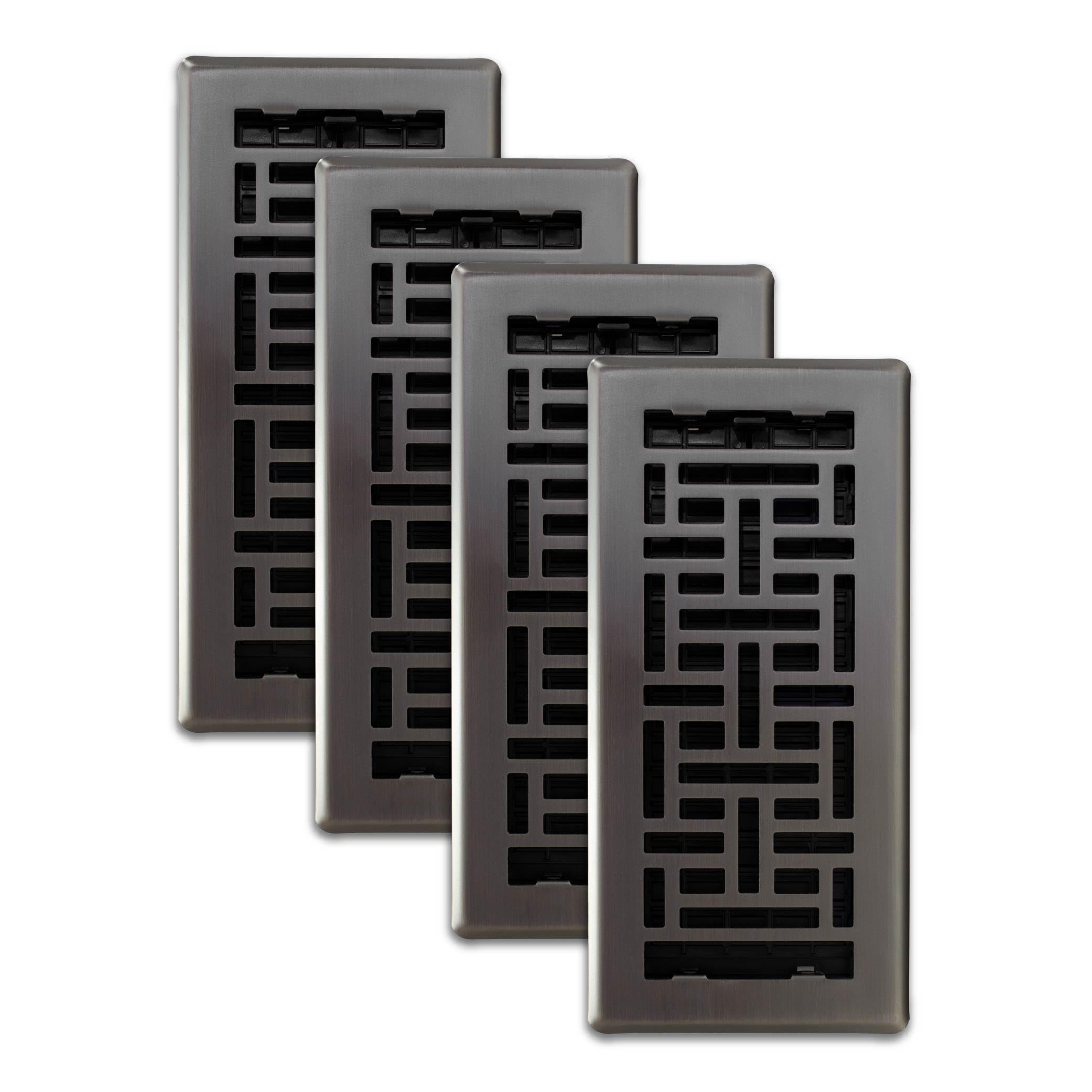 Photo 1 of Decor Grates (4-Pack) AJH410-GM Oriental Floor Register, 4x10 Inches, Gun Metal Finish