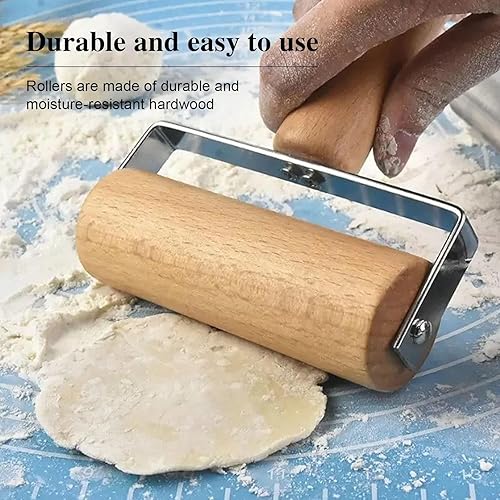 Miniatura 4 de Rodillo de masa de madera, rodillo pequeño de 5 x 7 pulgadas, rodillo de pastelería en forma de T, rodillo de madera antiadherente, rodillo de