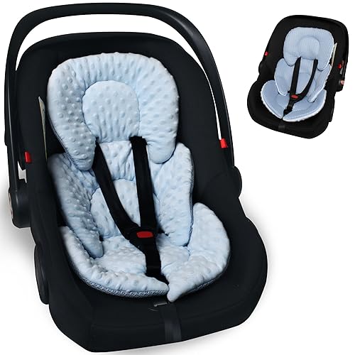 Inserto para asiento de automóvil infantil, cojín reversible 2 en 1 para asiento de automóvil para recién nacido, soporte para la cabeza y el