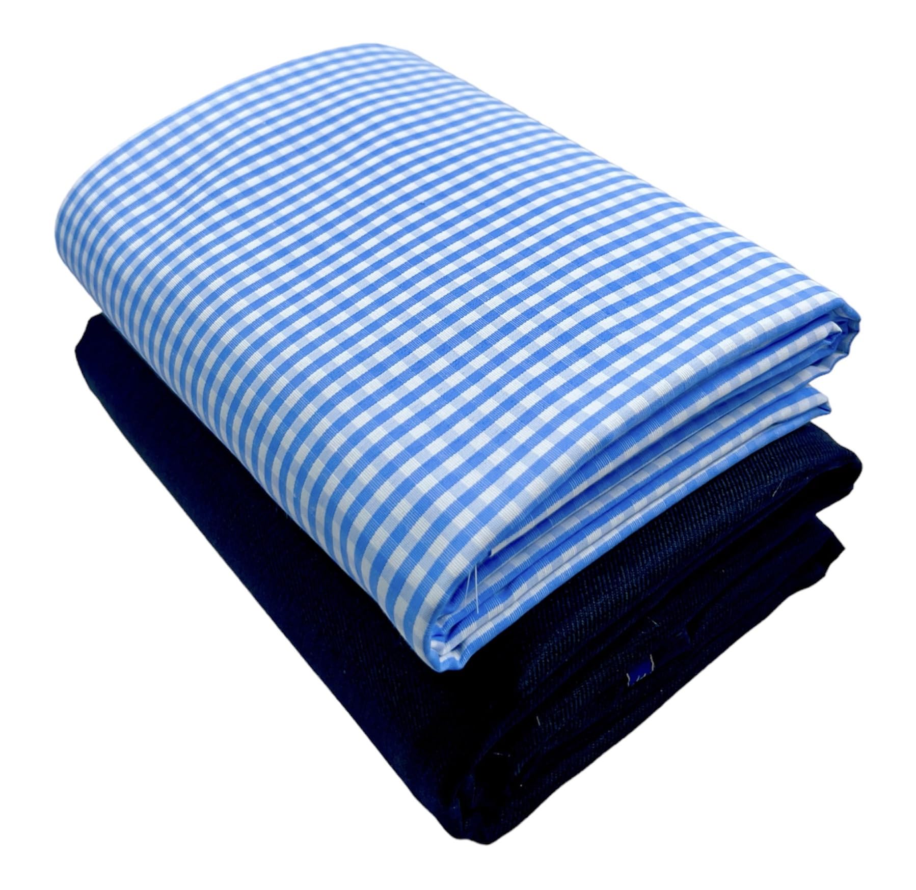 jhabak's Checkered Shirt and Trouser Fabric 20 - Polycotton Material - 2.25m Shirt Cloth - 1.20m Pant Piece for Men (Light Blue and White Checks)-picture-13