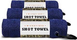 SHOT TOWEL Navy Blue 3 Pack for Shooters, Plush Microfiber Nap Fabric, 16x16, Carabiner Clip, The Original SHOT TOWEL (Uni...