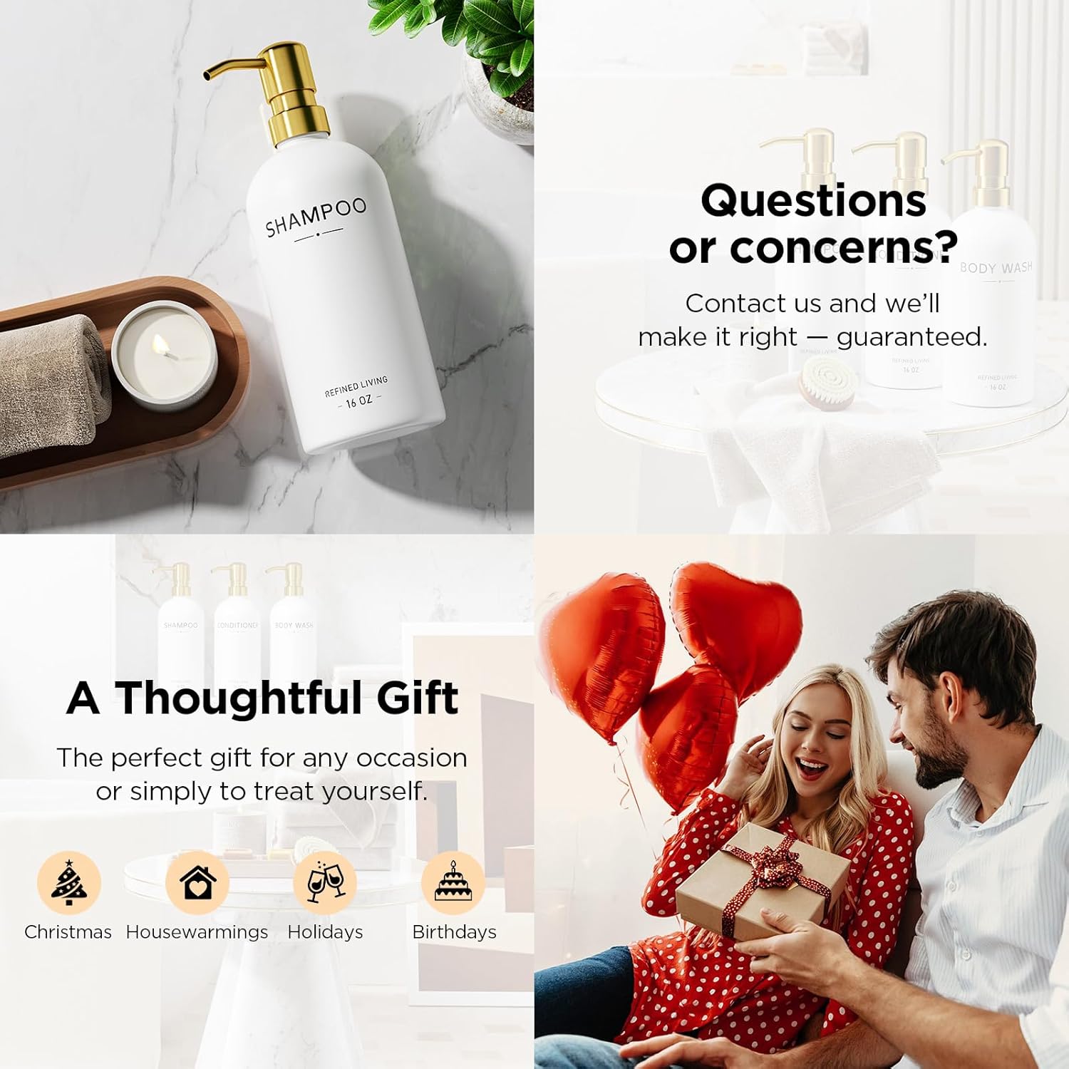 Shampoo and Conditioner Dispenser Set,3 Refillable 16oz Bottles with Stainless Steel Pumps – Shower Soap Dispensers for Bathroom, Hotel or Airbnb (Gold, 3-Pack) - Image 9