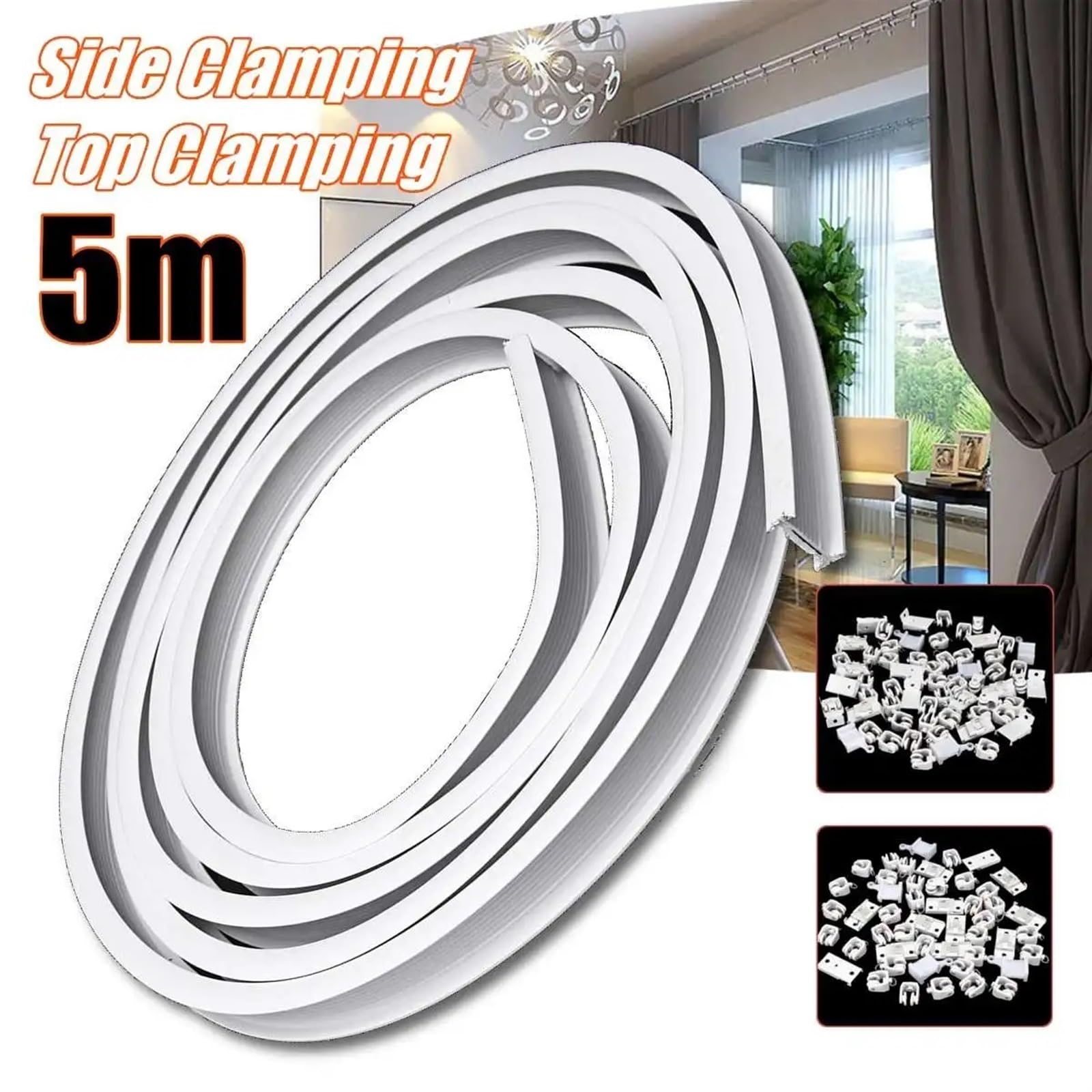 Flexible Vorhangschiene, 6 m, biegbare Deckenstange für Fenster, verstellbar, gerade und gebogen, perfektes Heimdekor-Zubehör für nahtlose Vorhänge.