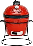 Kamado Joe Joe Jr 13.5-inch Gril à charbon de bois céramique portable avec support de gril, grille de cuisson en acier inoxydable, déflecteurs de chaleur et outil pour les cendres en rouge - 1