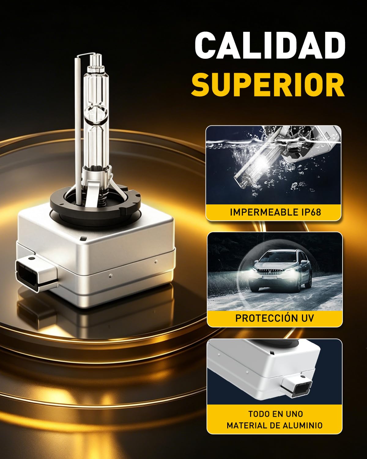 AUXITO Bombillas Xenon D1S, +600% Más Luminosidad, 6000K Blanco Frío