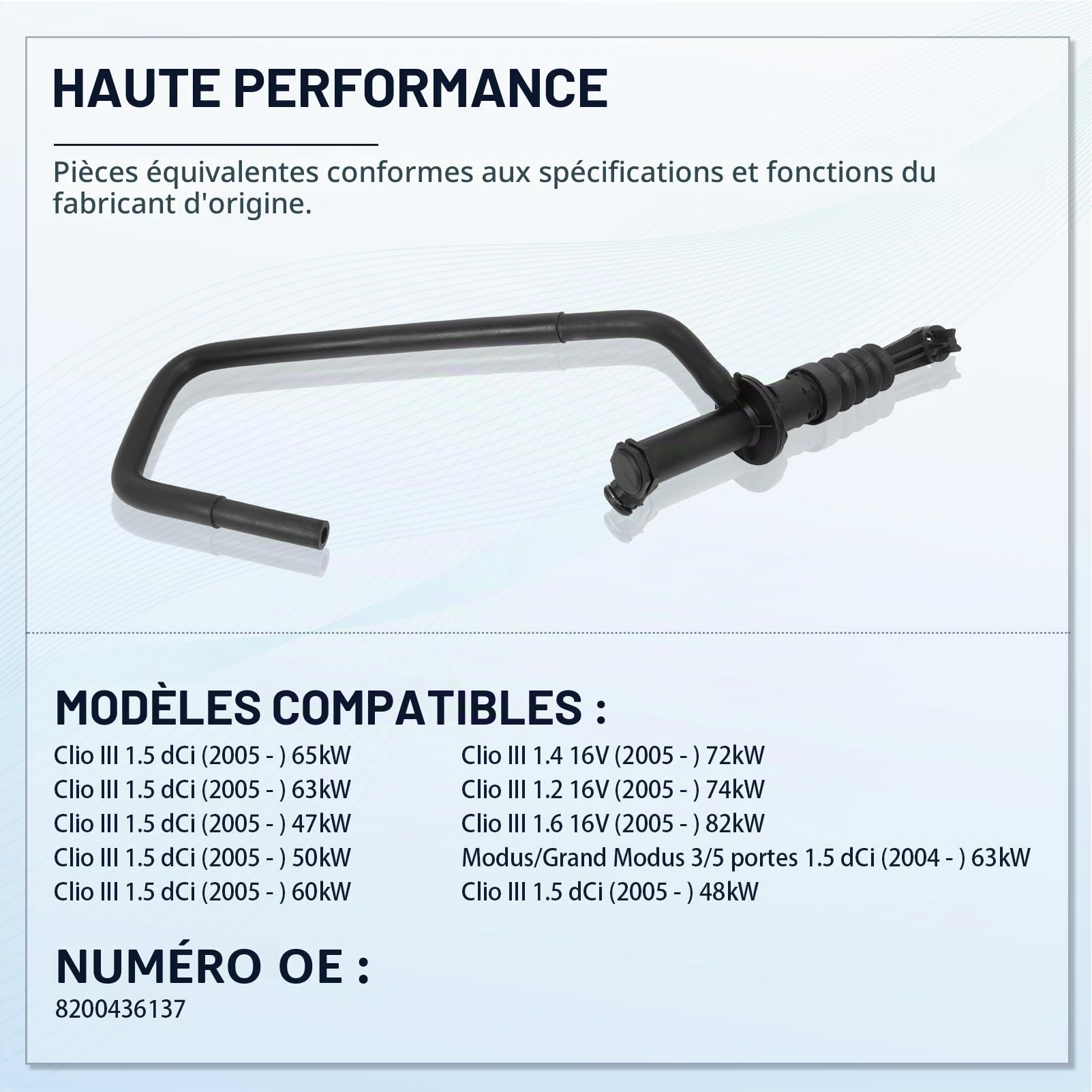 Emetteur Embrayage pour Clio III 511028510 Transmission d'embrayage pour Clio 3 Modus/Grand Modus 8200436137