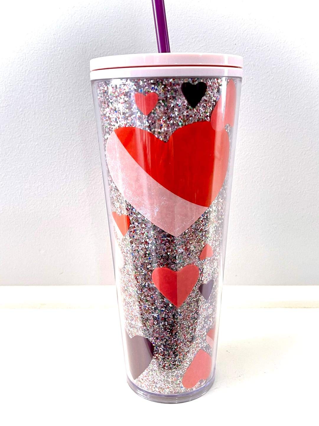 Starbucks Tumblers Valentine's Day 2021 Pink Hearts and Glitter Plastic  Cold Cup, 24 oz : Amazon.ae: Kitchen