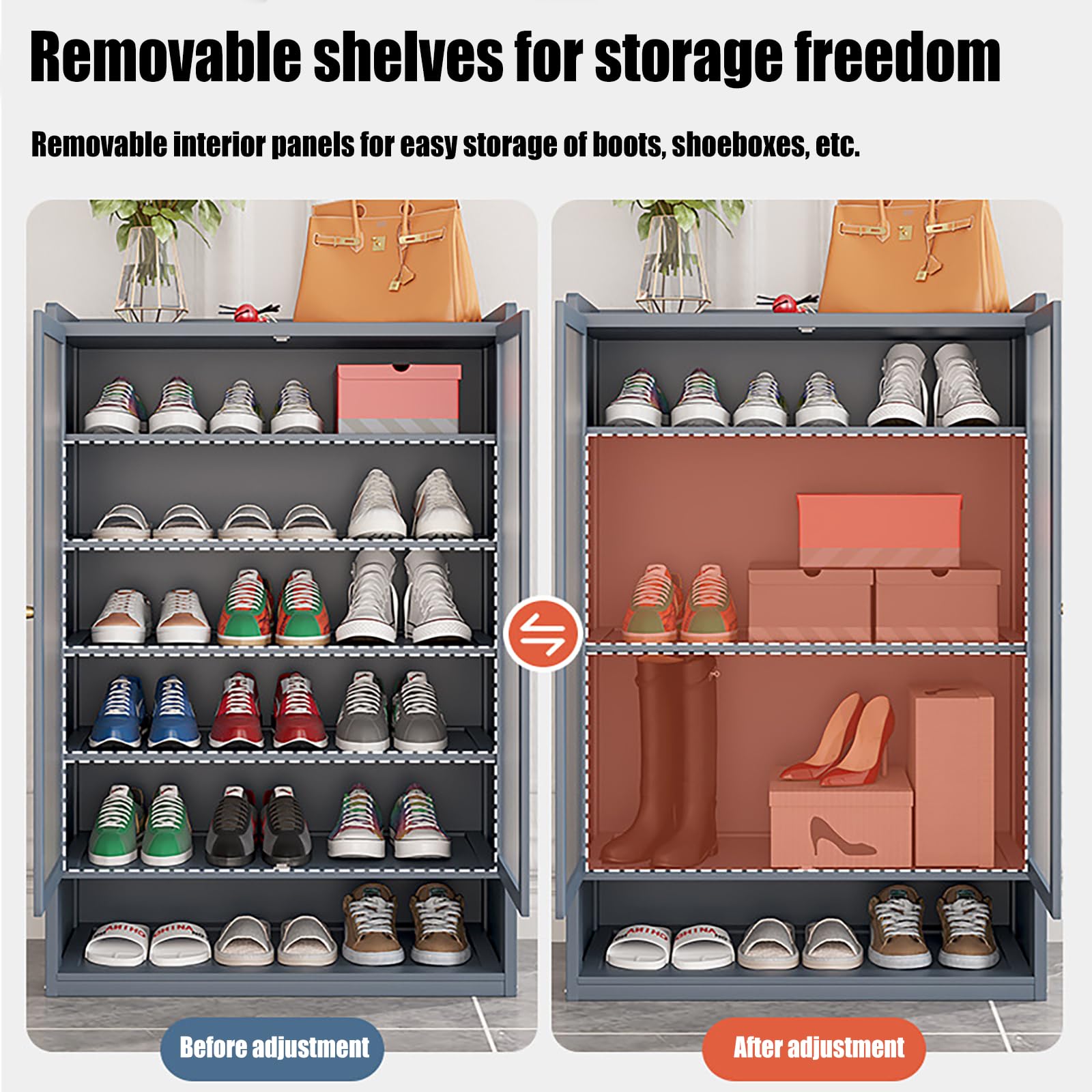 Organizzatore di Letteratura 8 Strati scarpiera in Piedi Ingresso Scarpe organizzatore Pellicola Protettiva Porte traslucide per Ingresso Garage (35,8 * 12,6 * 42,1 Pollici)