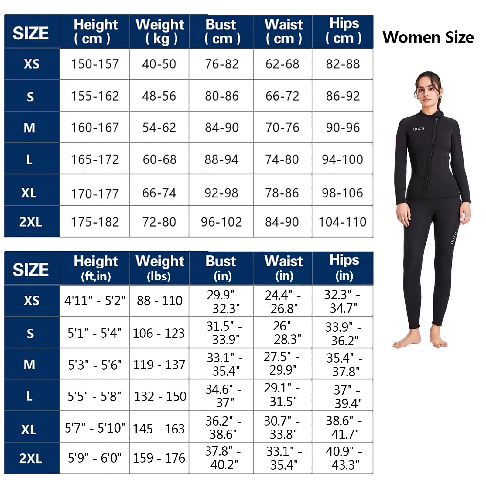 Muta da Sub in Neoprene da 3mm per Uomini E Donne, Due Pezzi, con Protezione Termica E UV per Surf, Bodyboard, Snorkeling, Immersioni Subacquee