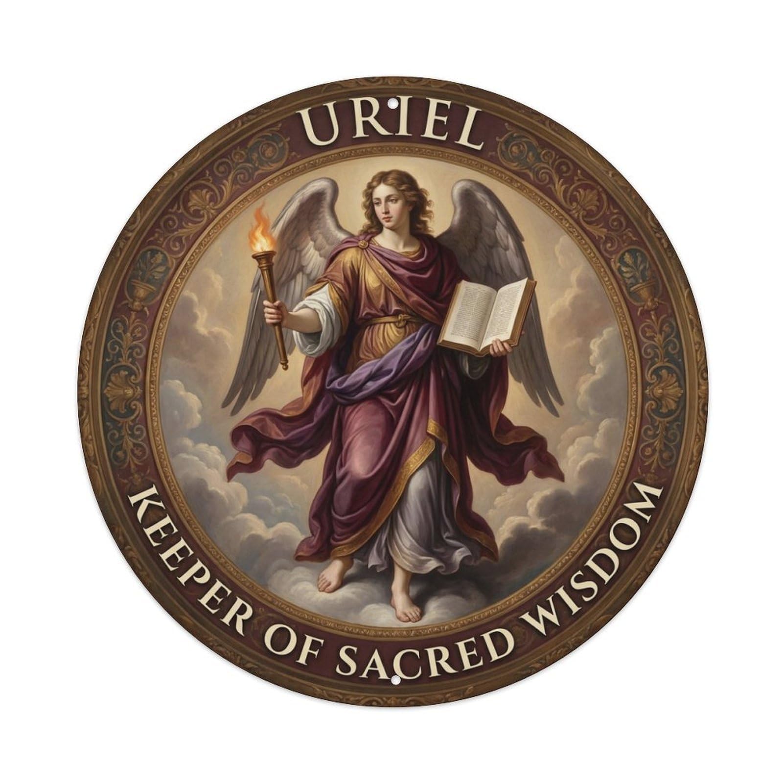 Keeper of Sacred Wisdom Archangel Uriel Divine Light Metal Tin Sign