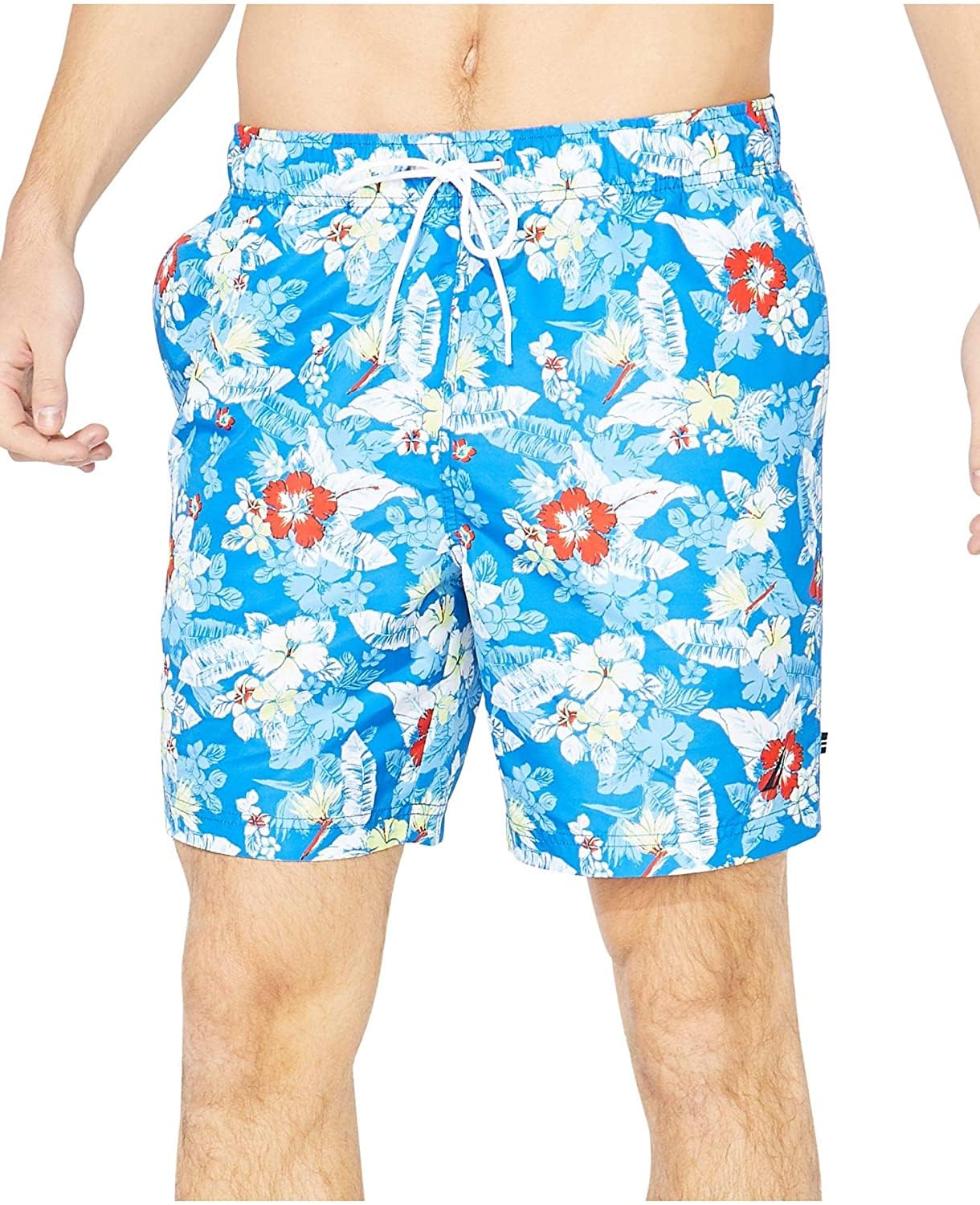 Nautica 8" Floral Print Quick-Dry Swim Blue 2XL