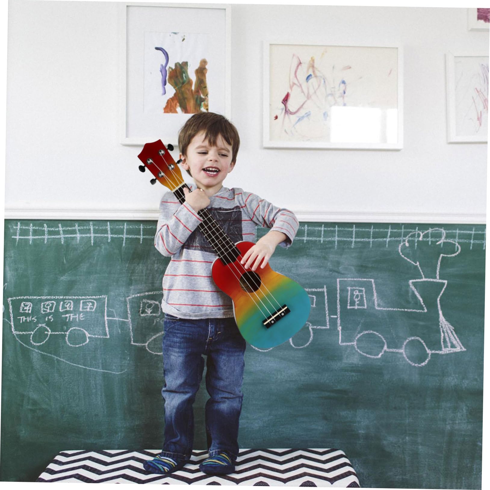 Regenbogen Ukulele für Kinder Anfänger mit Tasche