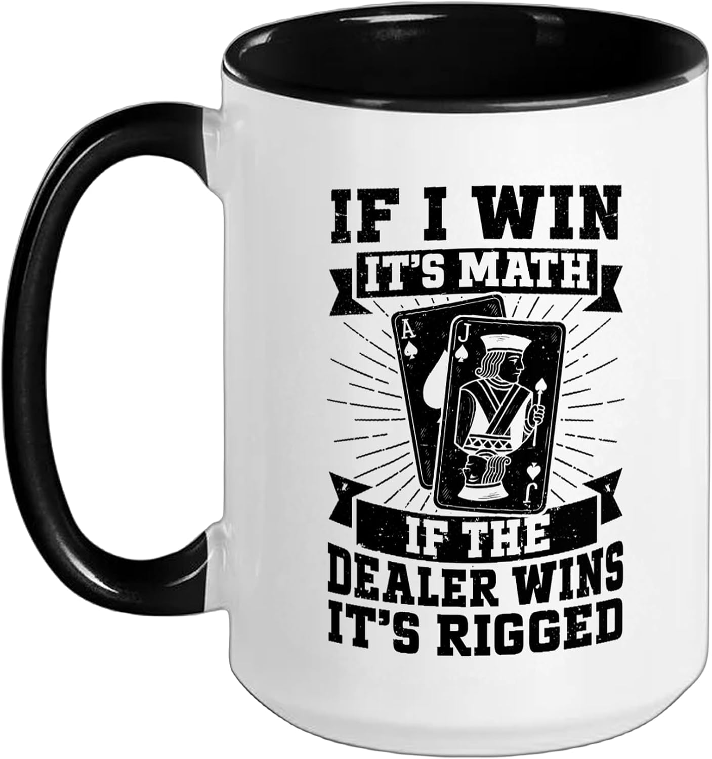 Blackjack Black Jack Blackjack Funny Casino Card Game Ceramic Mug, Black/White, 15oz