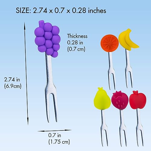 Vista 40 de Cucharas y tenedores para aperitivos, 6 piezas, dinosaurio, acero inoxidable y silicona, pequeñas cucharas de cóctel y tenedores para frutas, queso