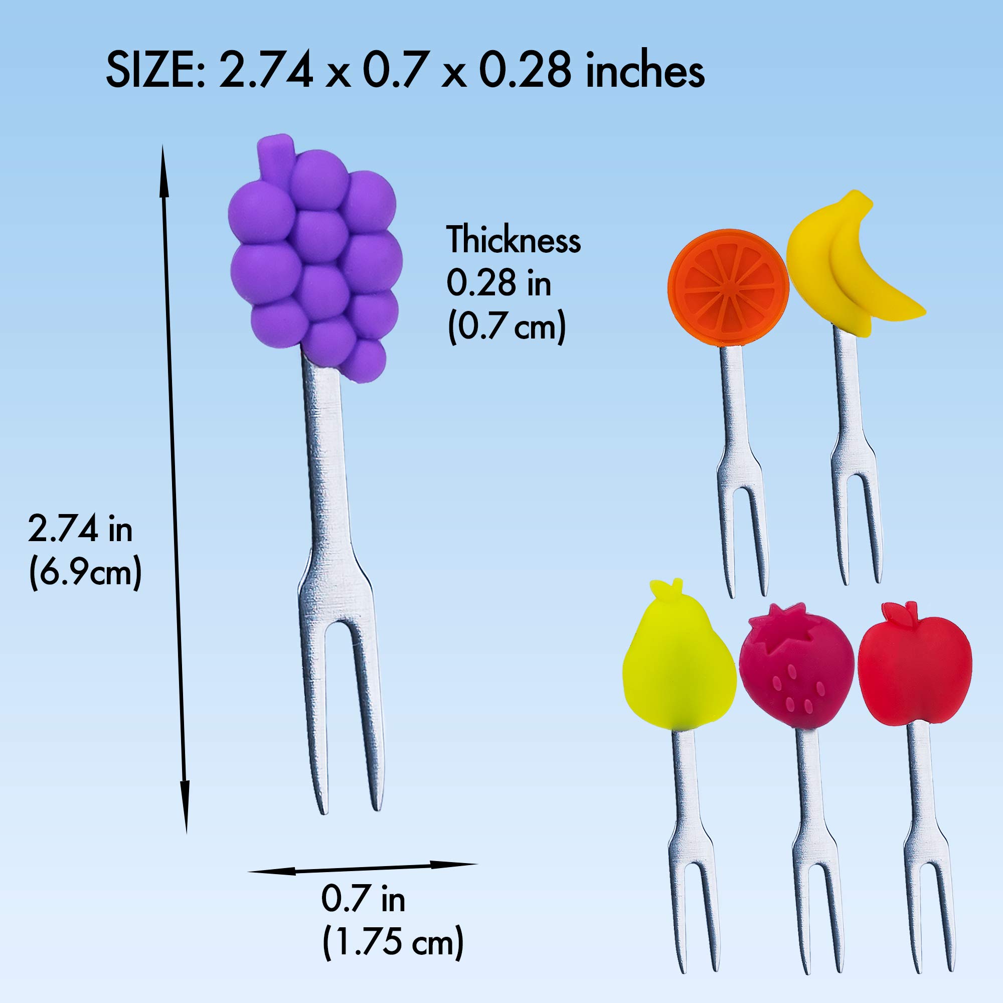 Cocktail Forks, 6-Piece Appetizer Forks, Fruit Shapes, Stainless Steel and Silicone Small Forks for Fruits, Cheese, Appetizers — Amazon image 5