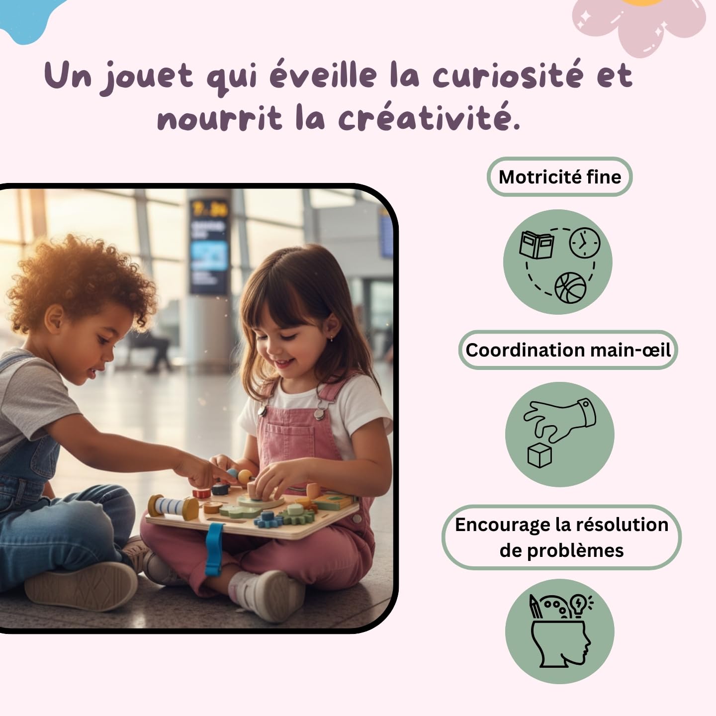 Busy Board Montessori Safari en Bois – Planche d’Activités Bébé 18 Mois à 3 Ans – Jouet Motricité Fine et Éveil Sensoriel – Idéal pour Occuper Bébé sans Écran – Cadeau Enfant Fille Garçon