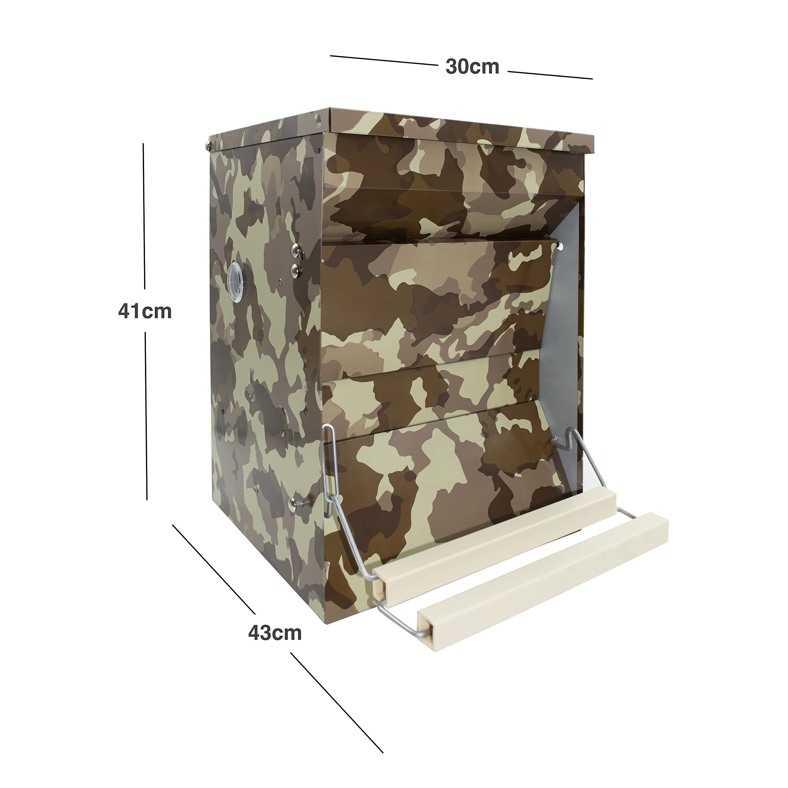 Tolva de Pedal para Gallinas y Otras Aves de Corral | Capacidad 12kg | Comedero Automático Antipájaros y AntiRatones | Chapa Diseño Camuflaje | Pedal Regulable