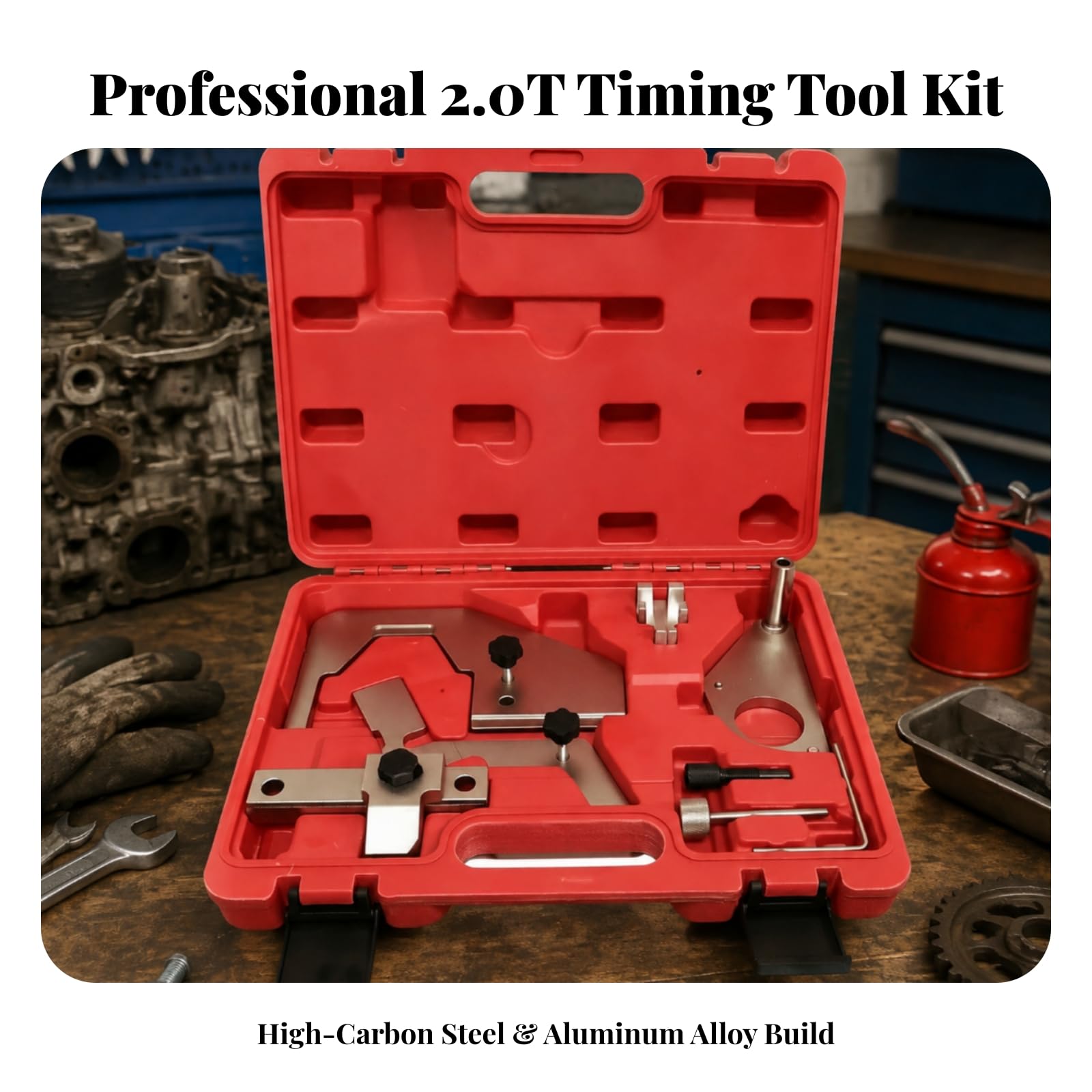 TISHITA Kit di Bloccaggio Fasatura Valigetta Rigida Attrezzo di Centraggio Albero a Utensile di Manutenzione in Acciaio Temprato Adatto per Sostituzione Cinghia E Lavori di Precisione