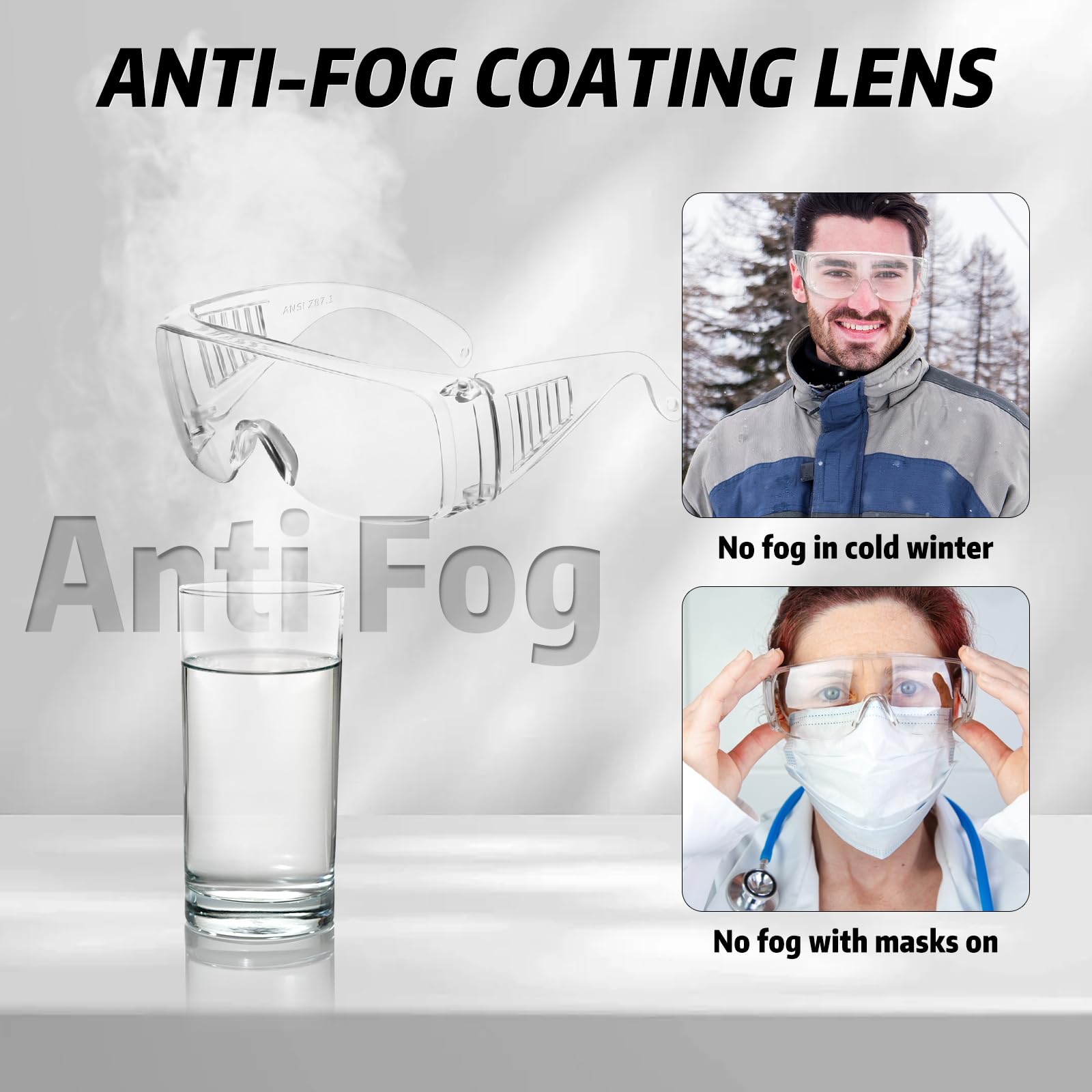 Salfboy Anteojos de seguridad con lentes antivaho y resistentes a los arañazos, ANSI Z87