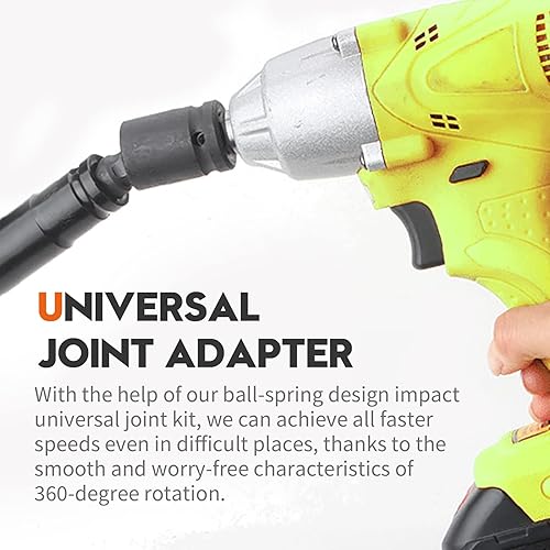 Miniatura 2 de Juego de adaptadores de enchufe universal de impacto de 3 piezas de extensión de enchufe giratorio de trinquete, enchufes de 1/4 pulgadas, 3/8