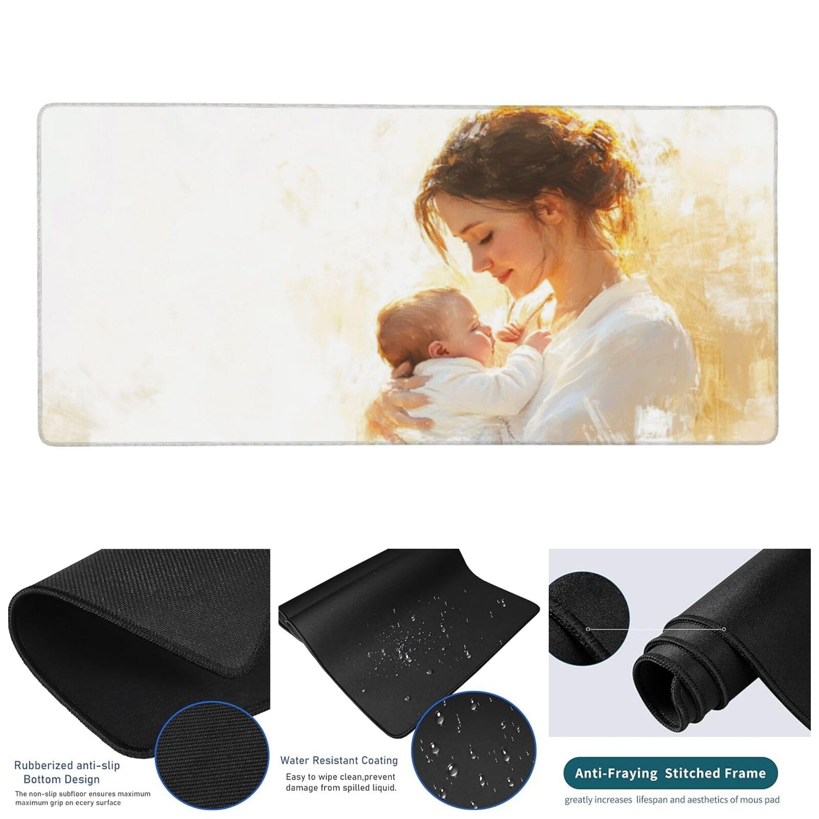 Tappetino Mouse XXL Donna Tappetino Mouse Gaming 1200x600x4mm Tappetino per Mouse festa della mamma,Tappeto Scrivania Impermeabile,Base in Gomma Antiscivolo,Bordi Cuciti,Mousepad per Ufficio e Gaming