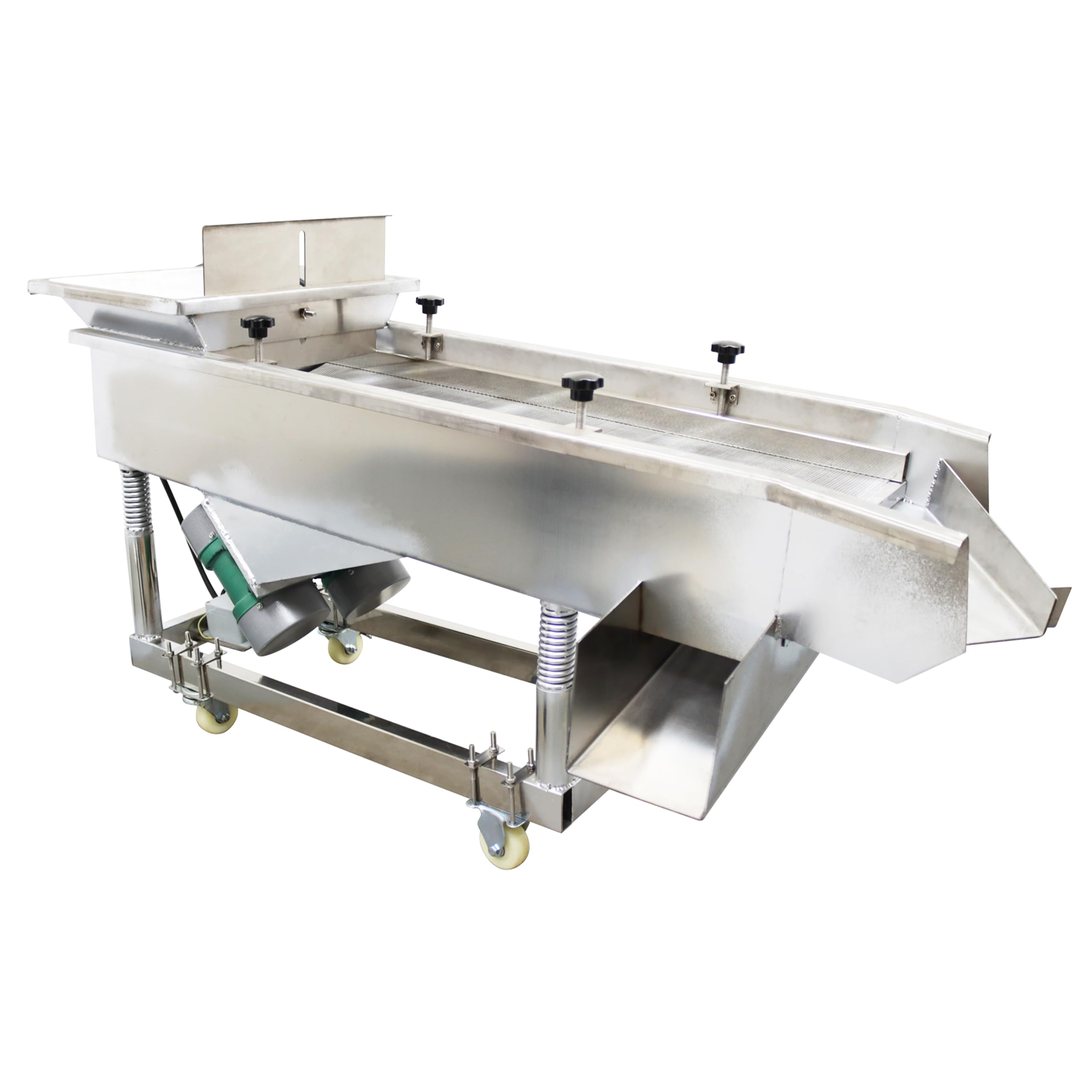 LGXEnzhuo JG50-150 Medium Linear Vibrating Screen Electric Sifter Sieve Powder with 1mm 3mm Double Layer 150W*2 Double Motor 220V Stainless Steel