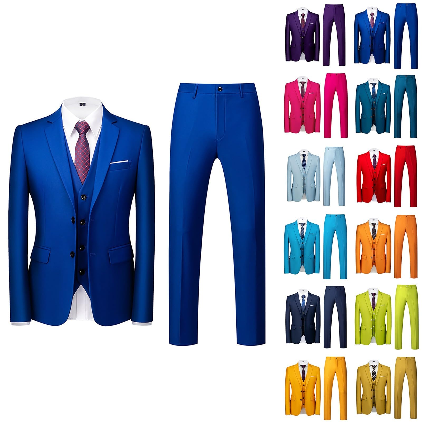 Herren Anzüge 3-Teilig Slim Fit Einreihig Zwei Knöpfe für Hochzeit Herren 3-Stücke Anzug Formell Sakko Weste Hose 1-Knopf Herrenanzug Modern Formell Sakko Weste Hose für Business Hochzeit
