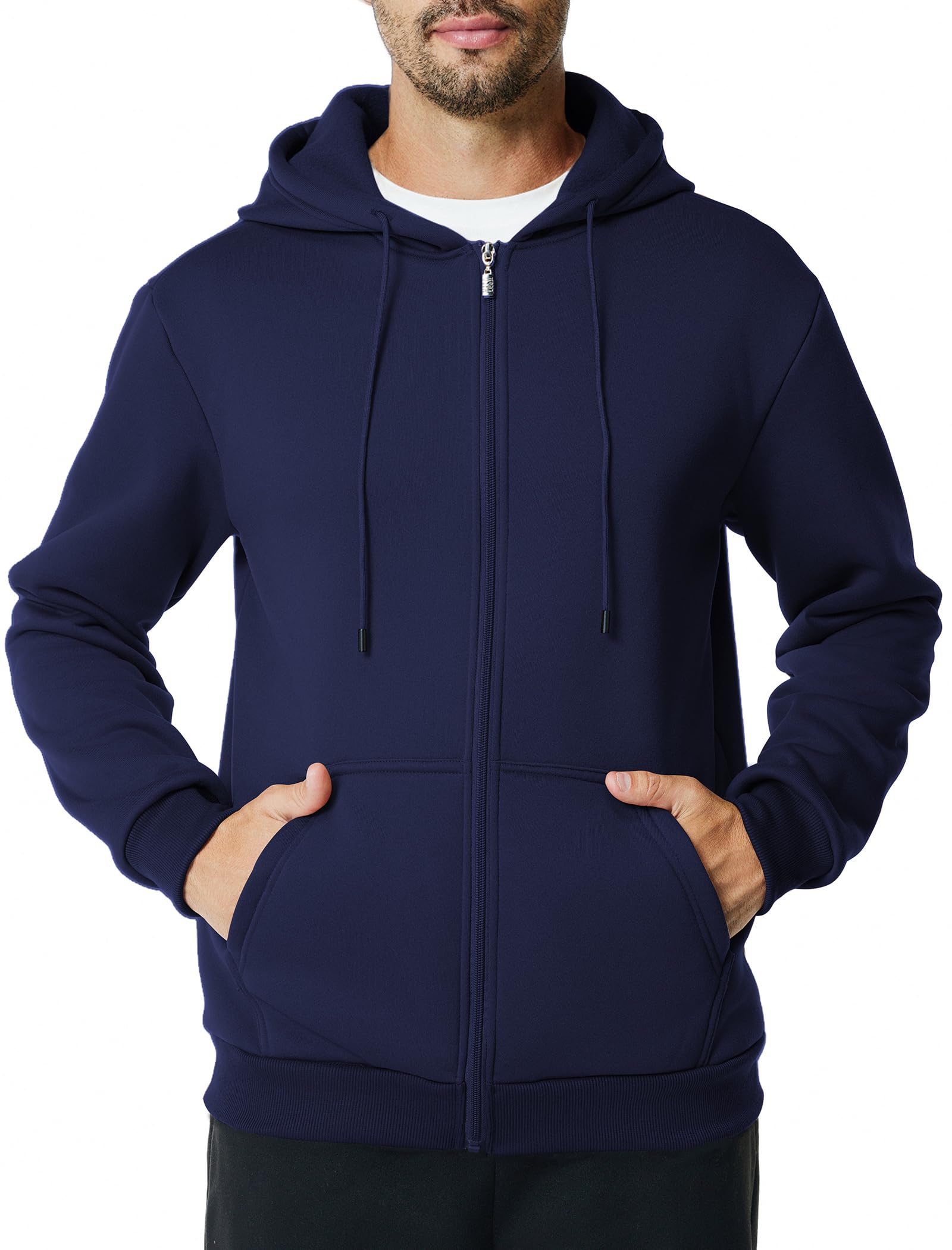 Mens Zip Up Hoodie Long Sleeve Fleece Casual Hooded Sweatshirts Athletic Full Zip Jacket with Pockets